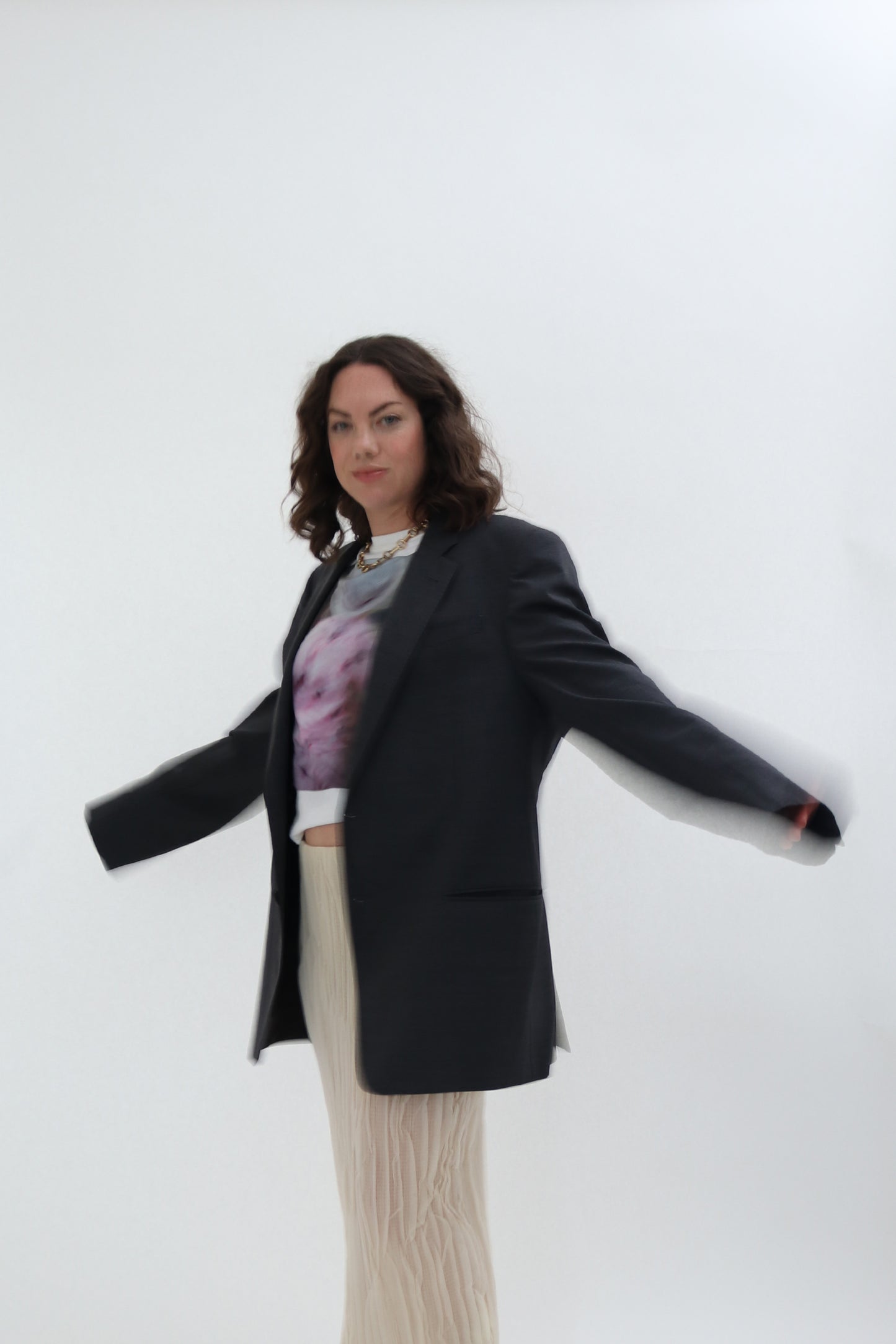 ARMANI COLLEZIONI SINGLE BREASTED CHARCOAL WOOL BLAZER