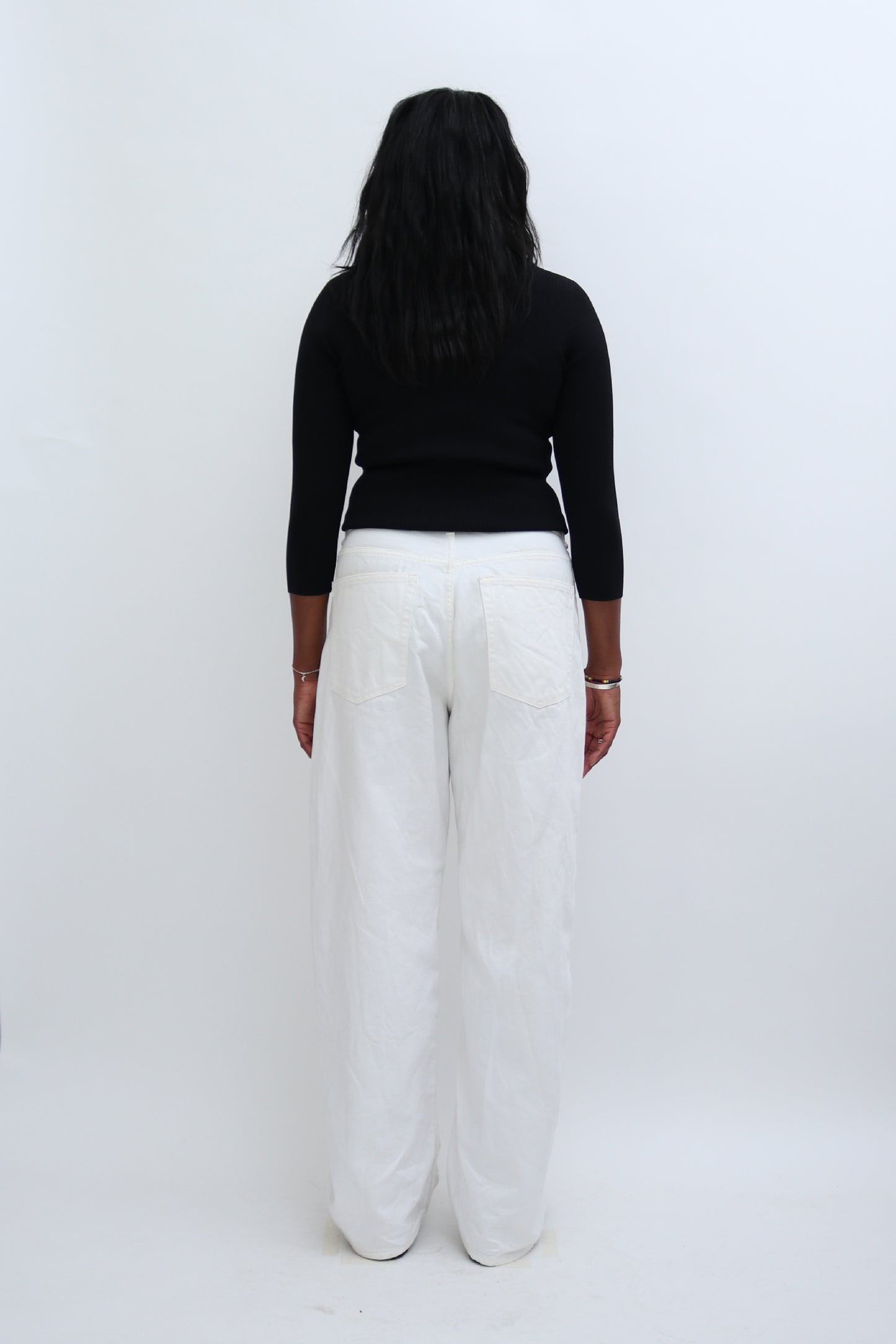 ASYMMETRIC NECK RIBBED LONG SLEEVE TOP