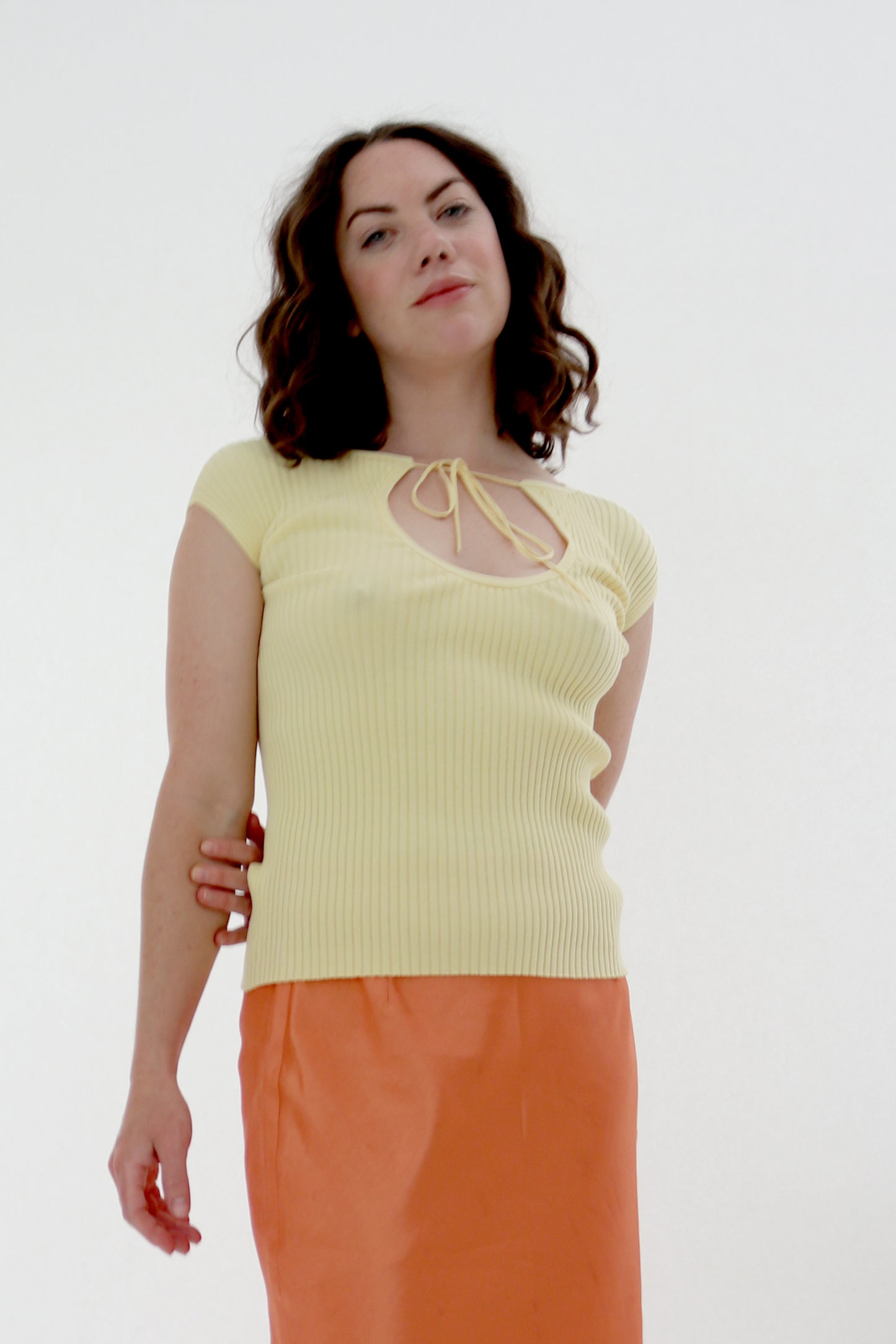 JOSEPH RIBBED KNIT COTTON TANK TOP WITH TIE