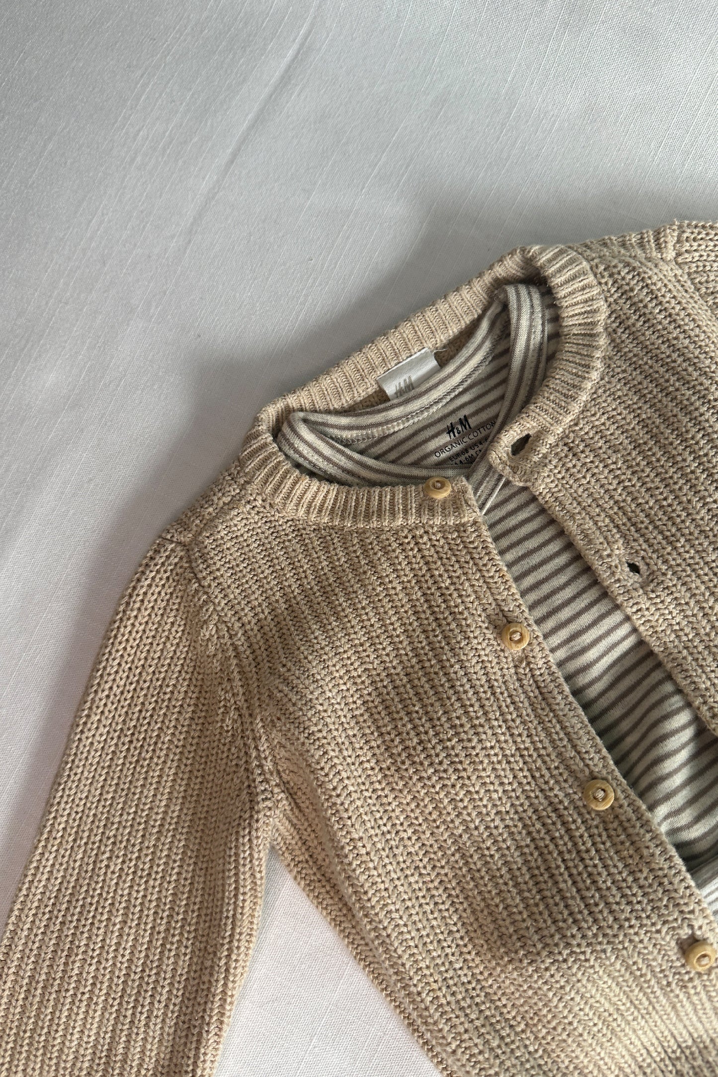 MINI: COTTON KNITTED BUBBLE CARDIGAN