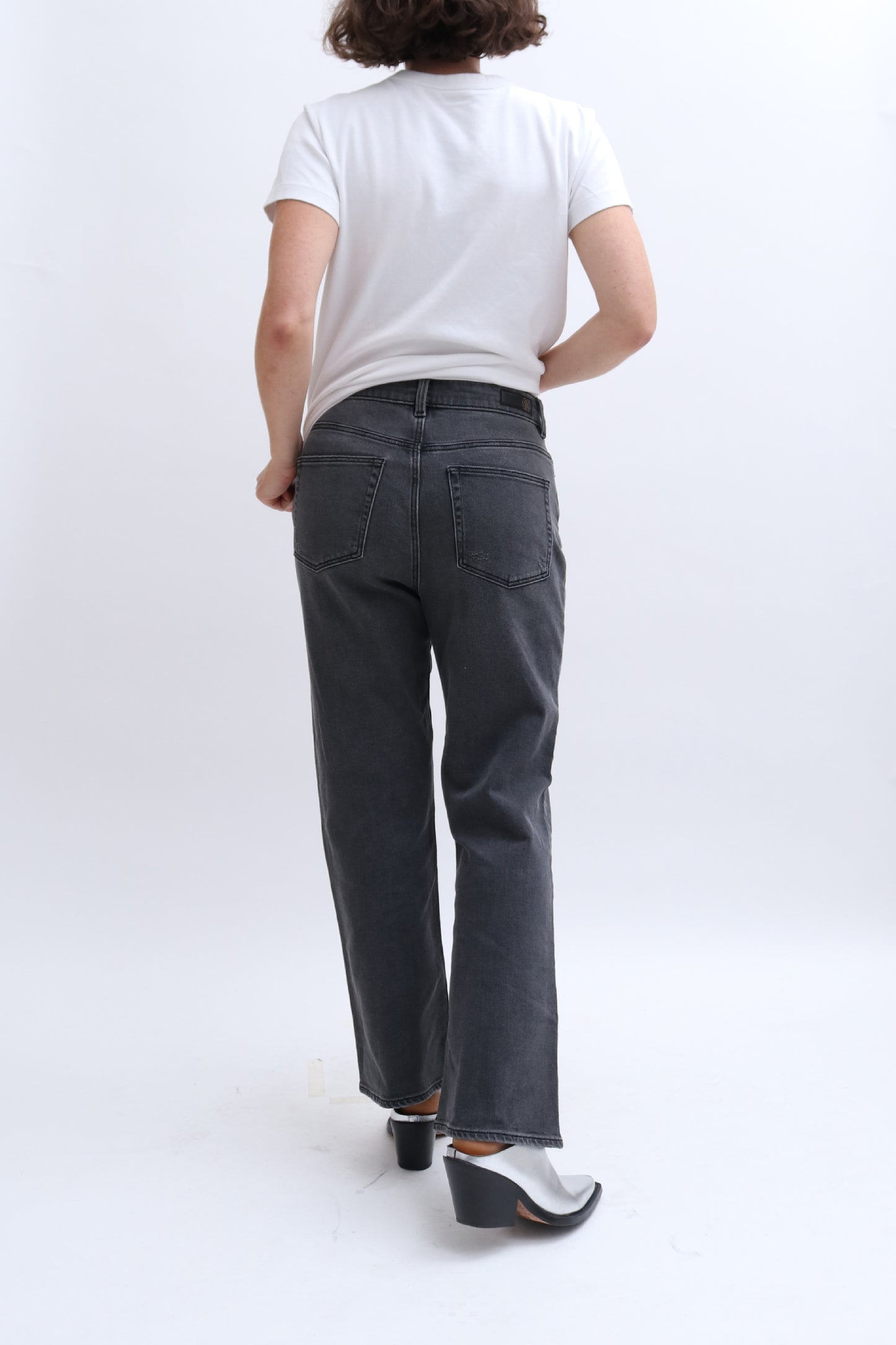 CHARCOAL CROPPED KICK FLARE JEANS