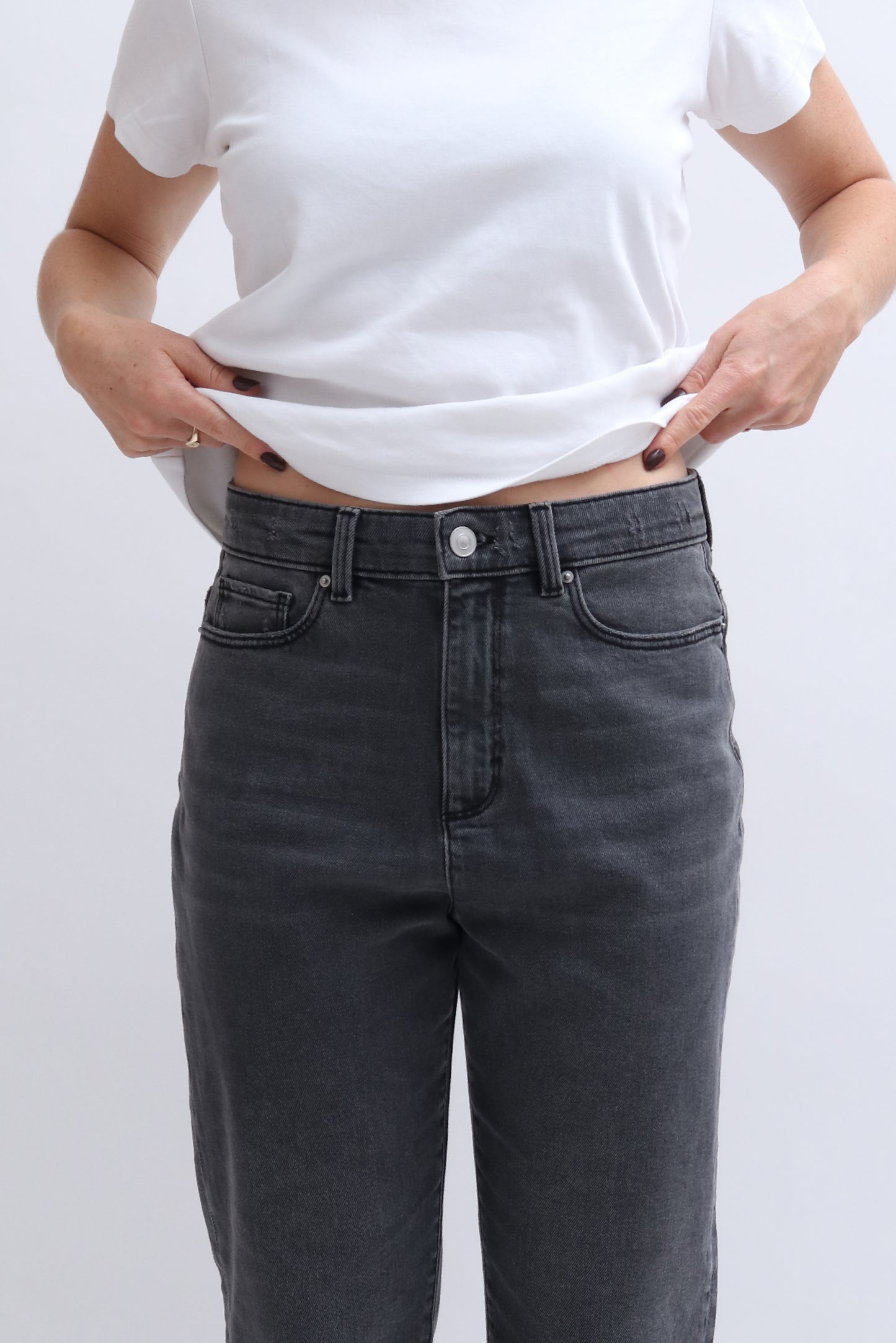 CHARCOAL CROPPED KICK FLARE JEANS