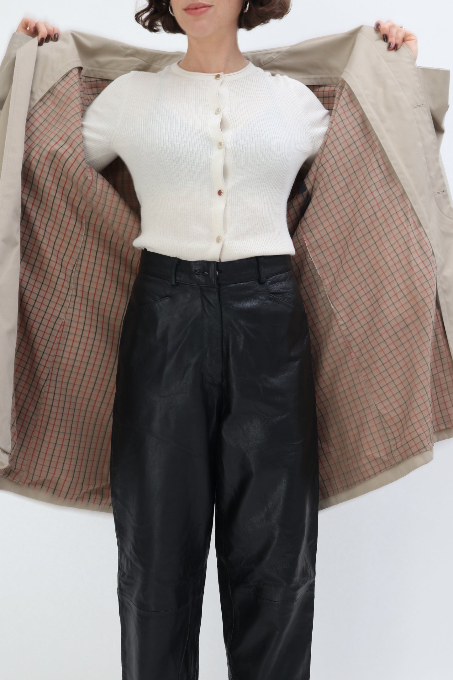 CREAM RIBBED KNIT CARDIGAN