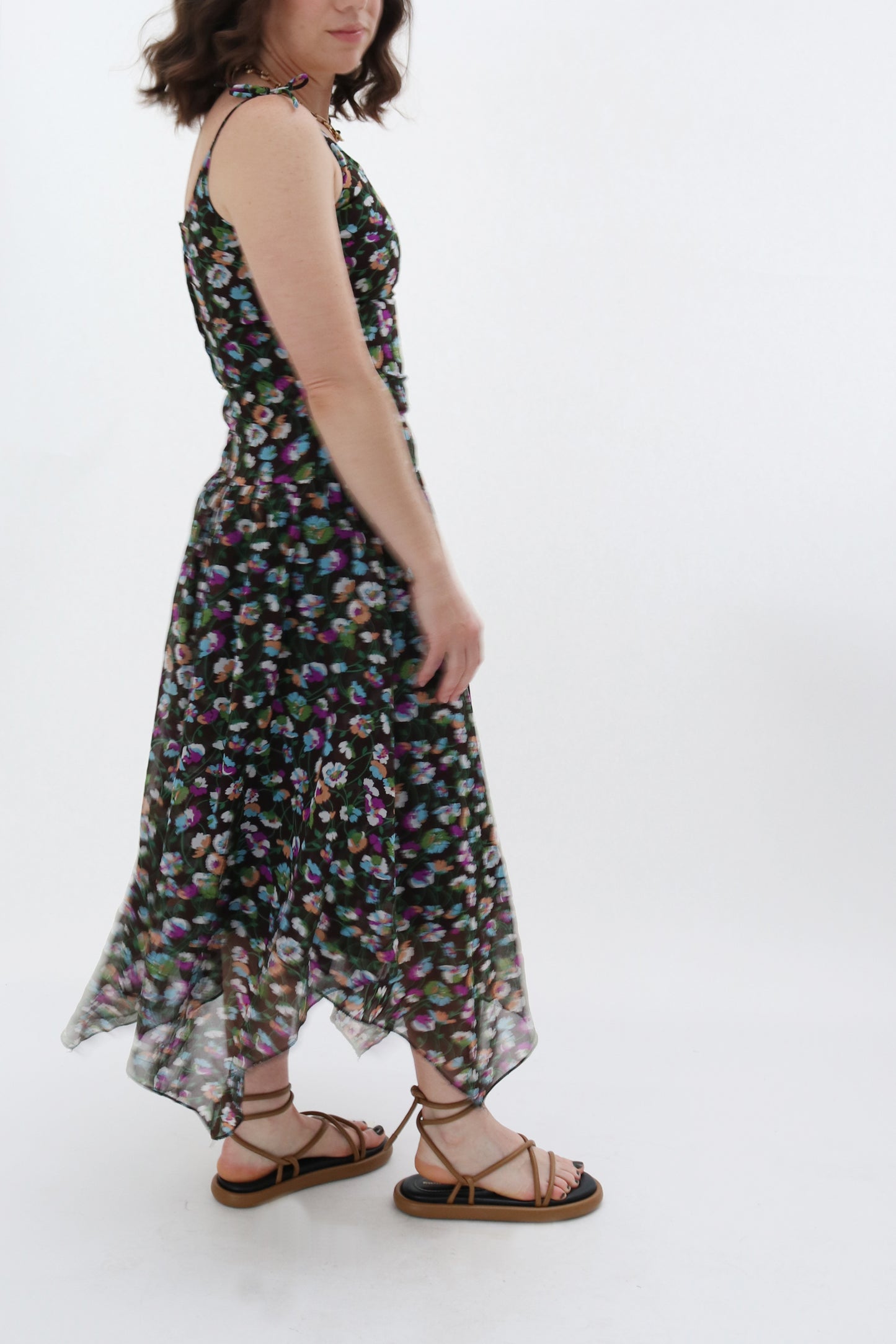 VINTAGE DROPPED WAIST FLORAL DRESS