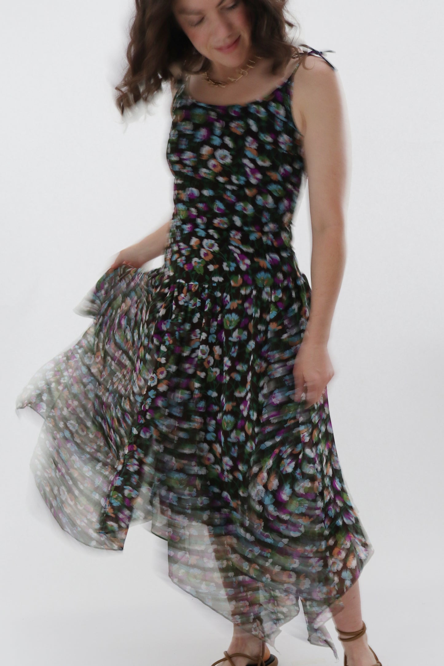 VINTAGE DROPPED WAIST FLORAL DRESS