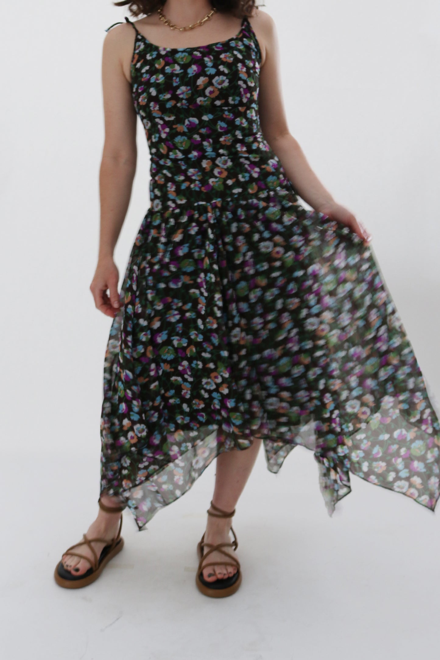 VINTAGE DROPPED WAIST FLORAL DRESS