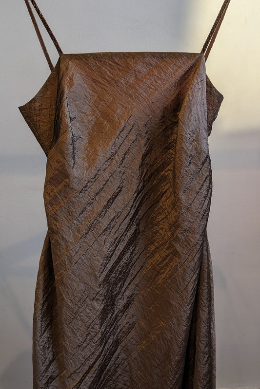VINTAGE BEADED METALLIC SLIP DRESS