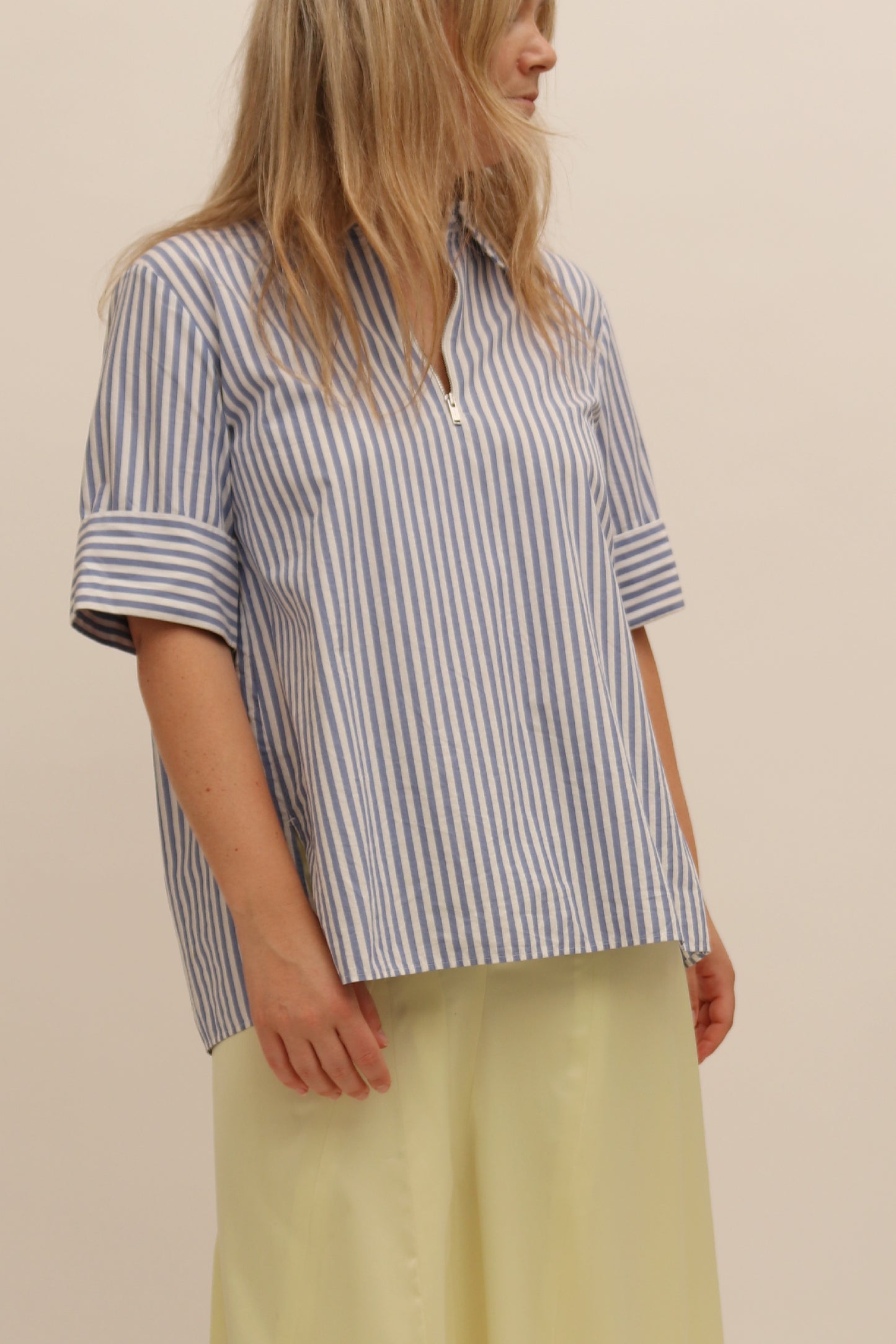 ARKET STRIPE HALF-ZIP SHIRT