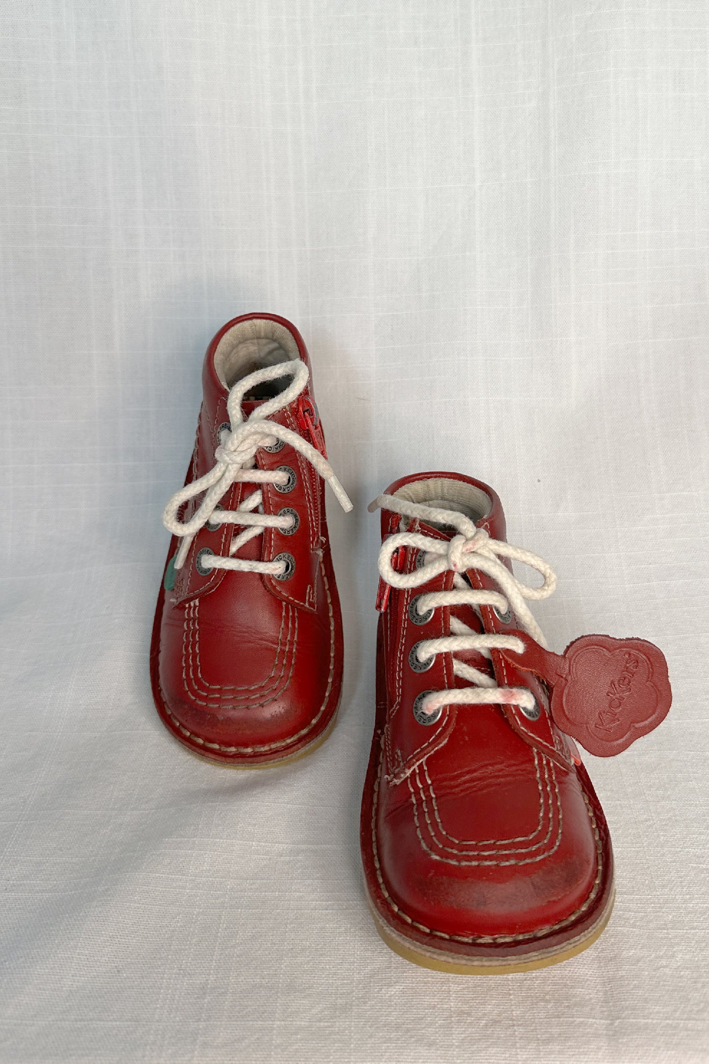MINI: KICKERS UNISEX KICK HI ZIP LEATHER RED