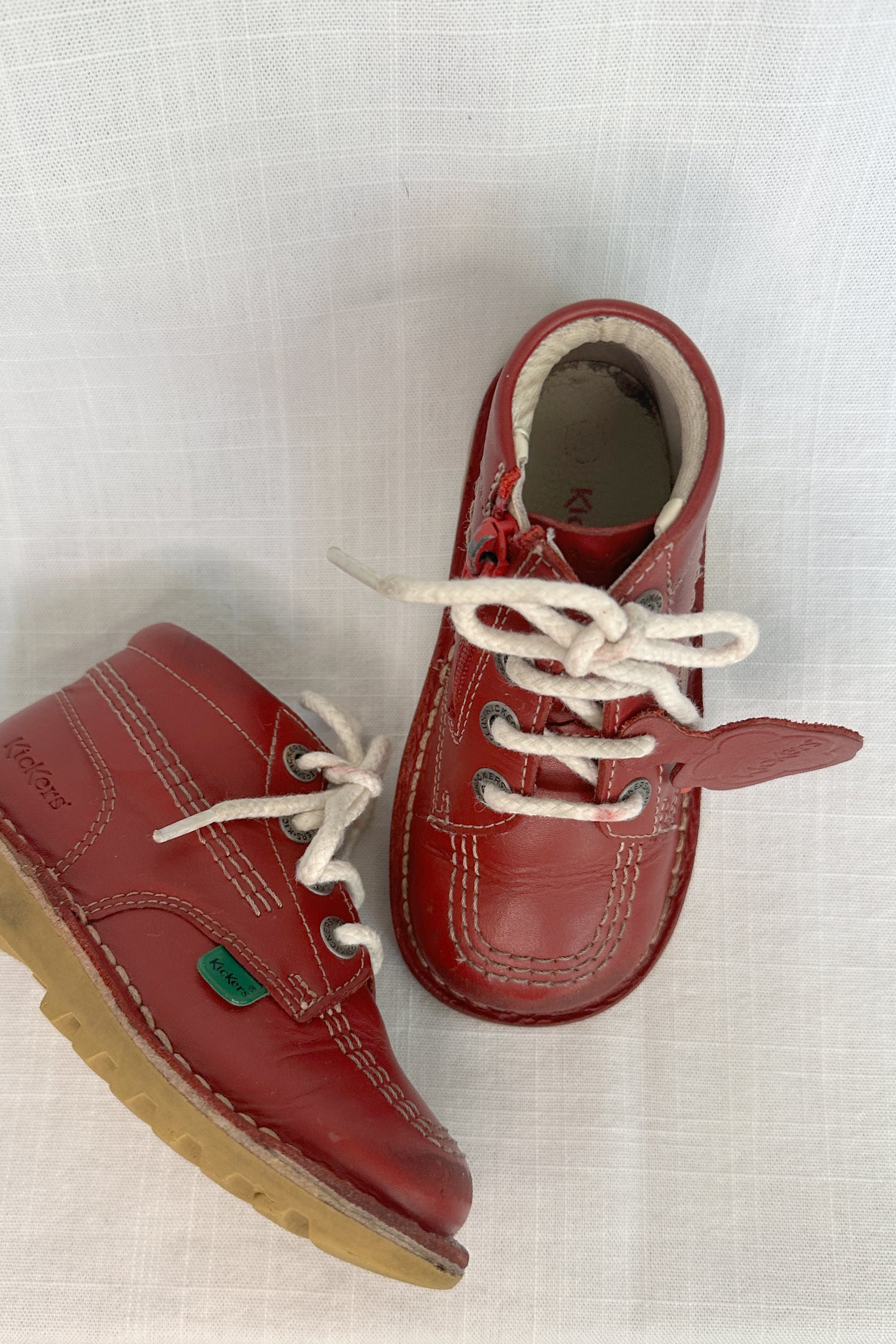 MINI: KICKERS UNISEX KICK HI ZIP LEATHER RED