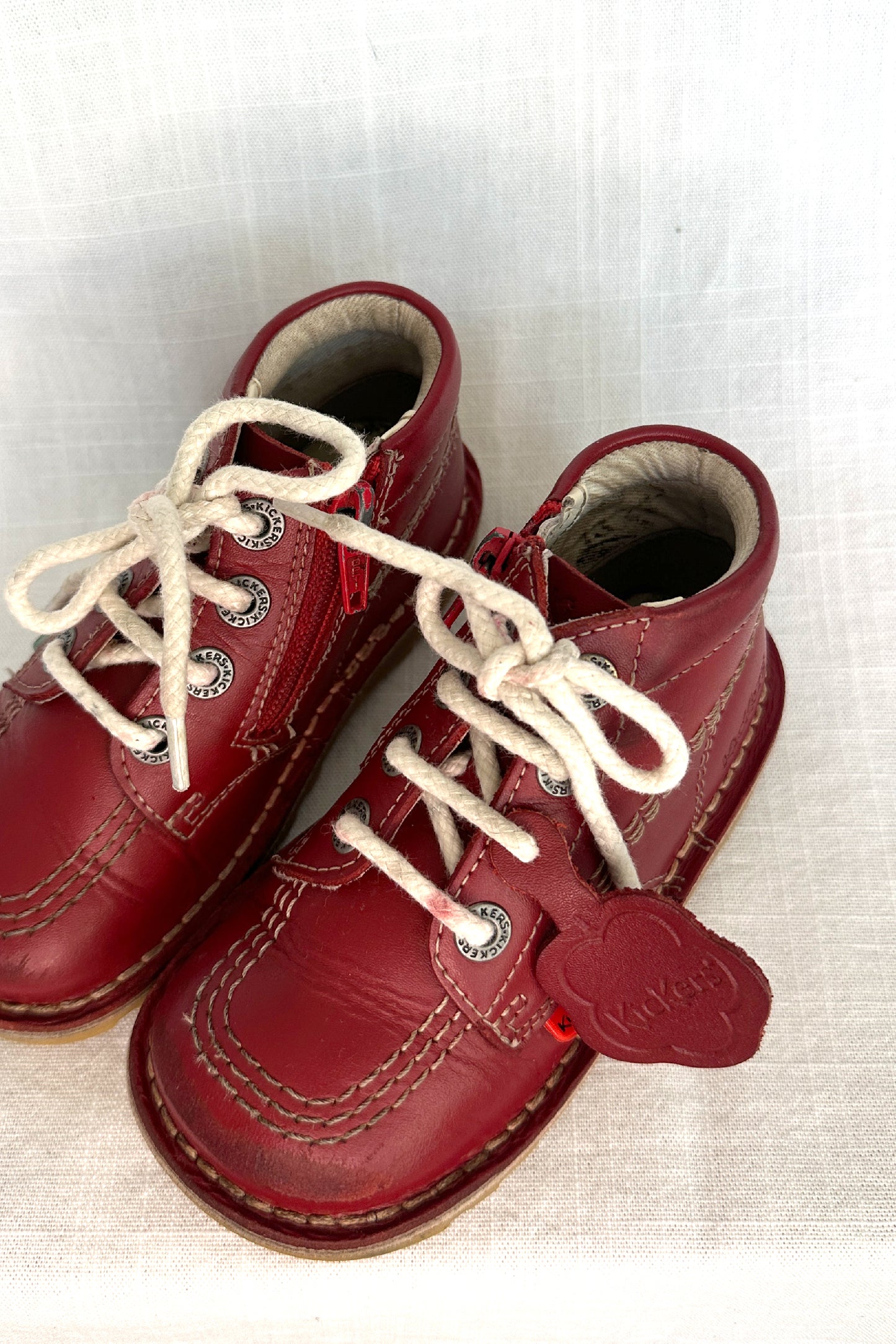 MINI: KICKERS UNISEX KICK HI ZIP LEATHER RED