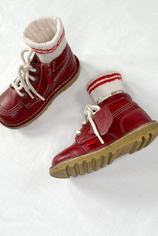 MINI: KICKERS UNISEX KICK HI ZIP LEATHER RED