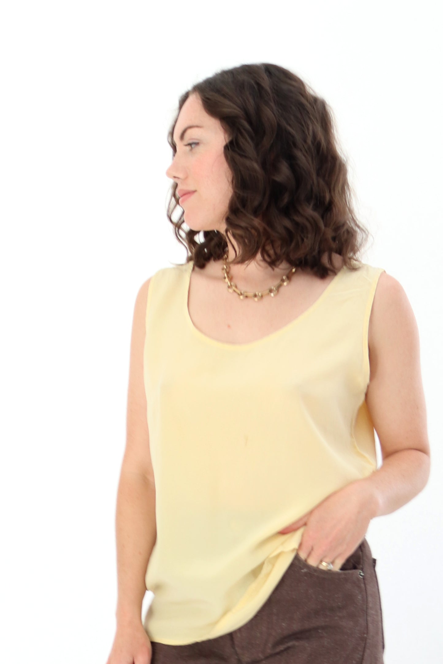 VINTAGE SILK LEMON TANK TOP