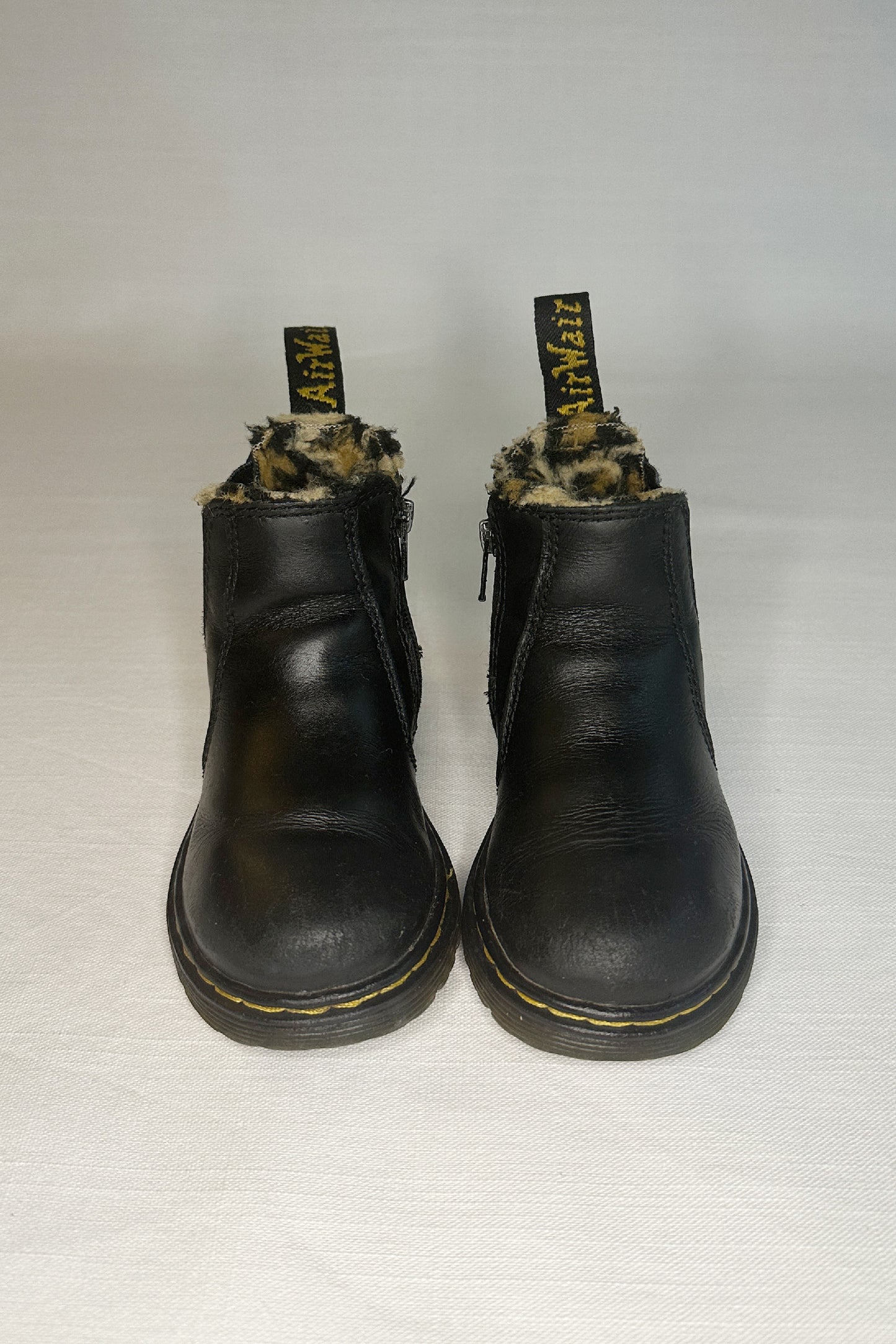 MINI: DR. MARTENS LEOPARD FAUX FUR CHELSEA BOOTS