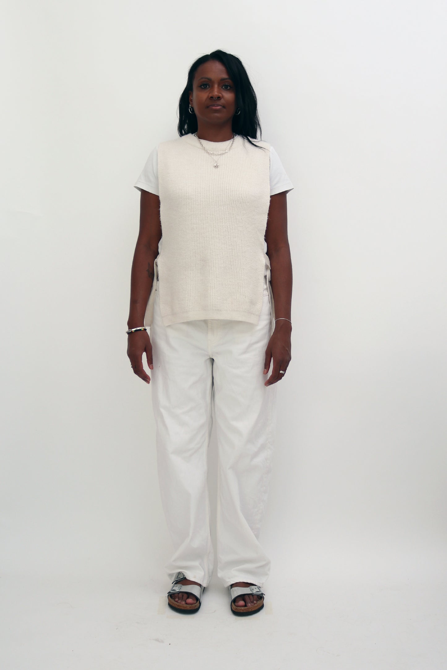 KNIT TABARD TIE VEST