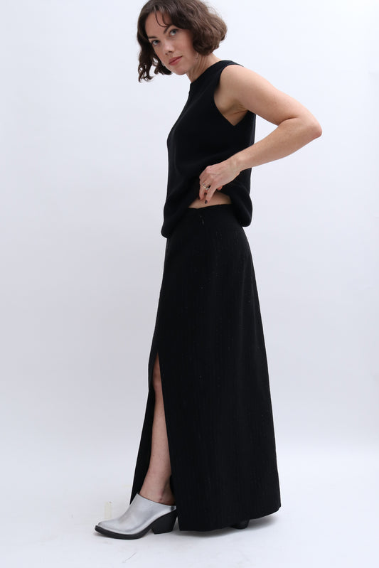 VINTAGE SPARKLE PENCIL SKIRT WITH THIGH SPLIT