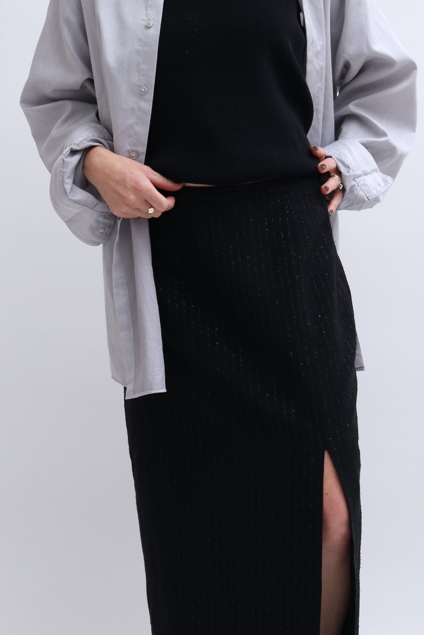 VINTAGE SPARKLE PENCIL SKIRT WITH THIGH SPLIT