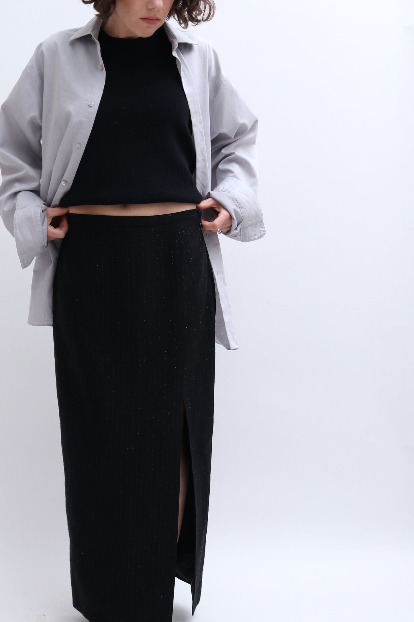 VINTAGE SPARKLE PENCIL SKIRT WITH THIGH SPLIT
