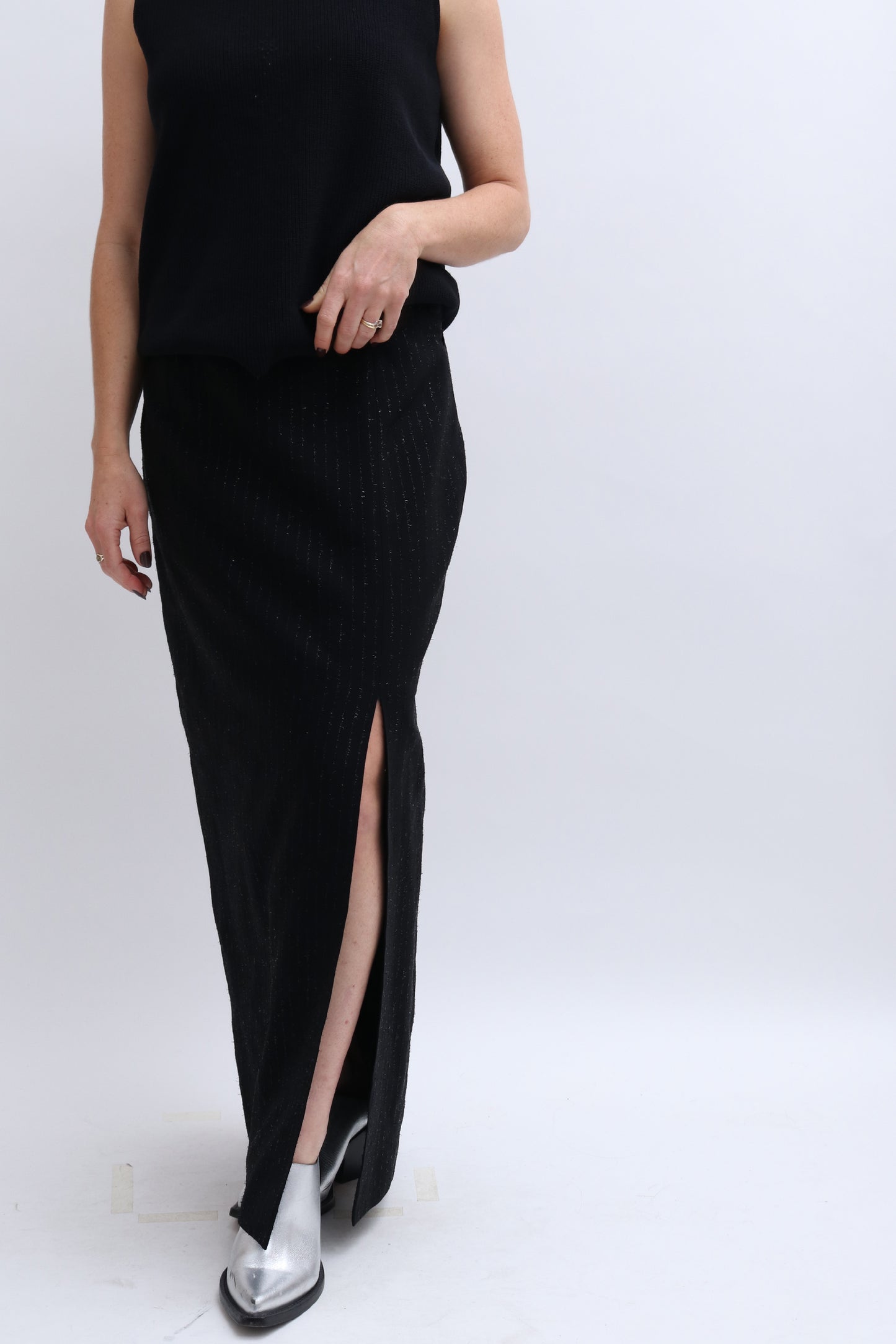 VINTAGE SPARKLE PENCIL SKIRT WITH THIGH SPLIT