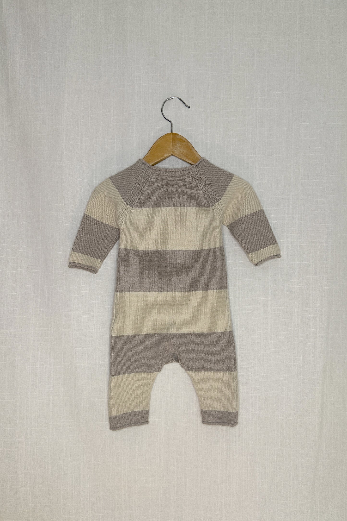 MINI: TWO-TONE STRIPE FINE KNIT ROMPER