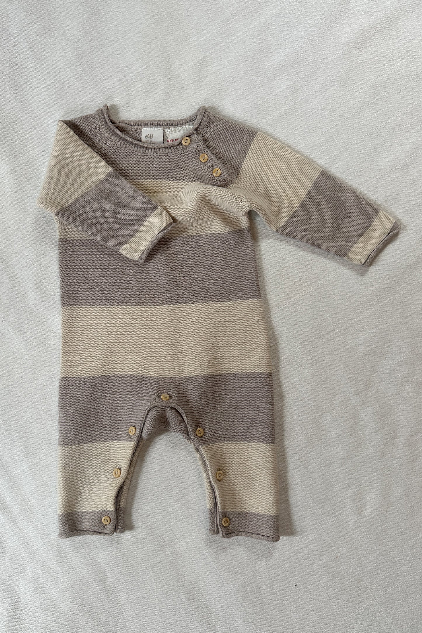 MINI: TWO-TONE STRIPE FINE KNIT ROMPER