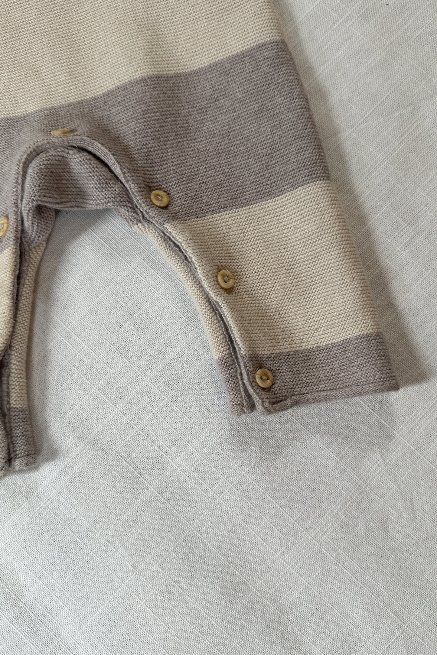 MINI: TWO-TONE STRIPE FINE KNIT ROMPER