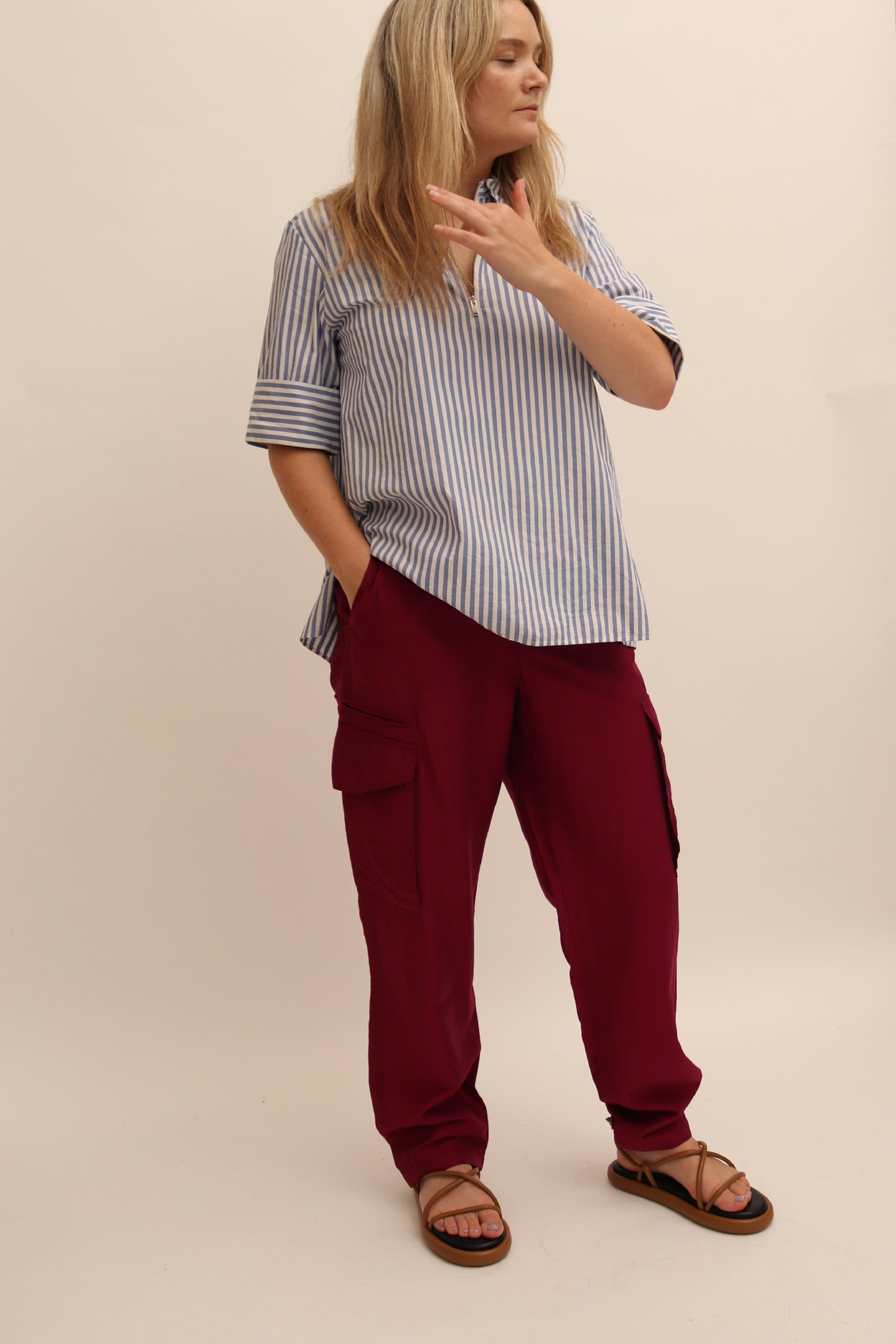 ARKET STRIPE HALF-ZIP SHIRT