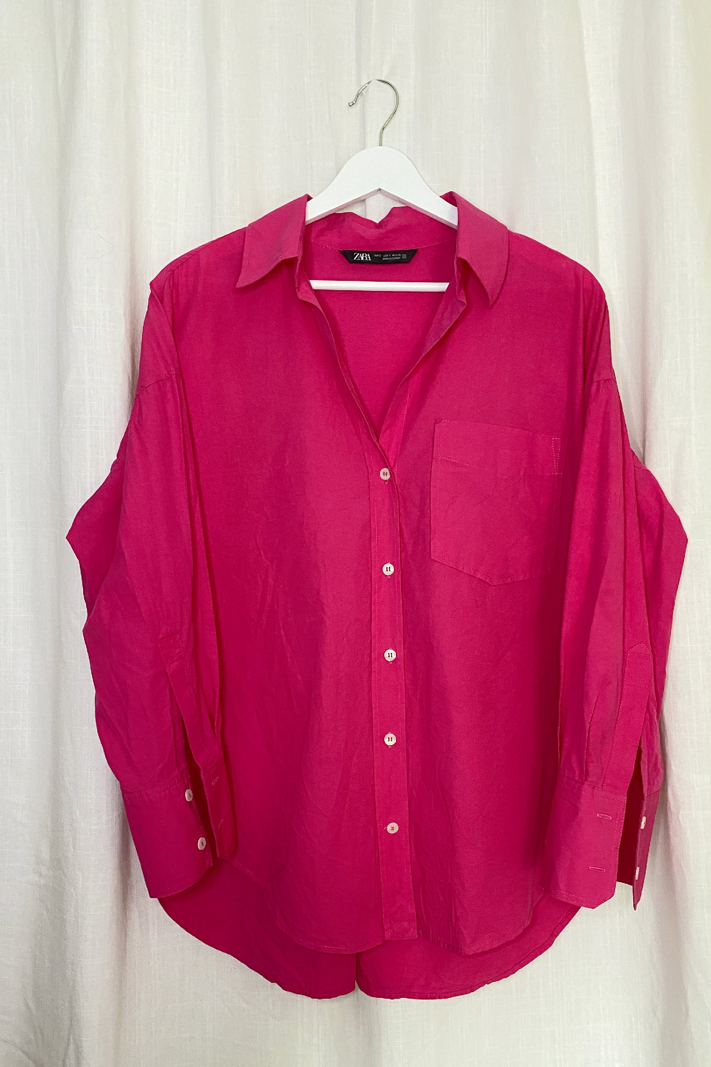 OVERSIZED VIBRANT PINK COTTON SHIRT