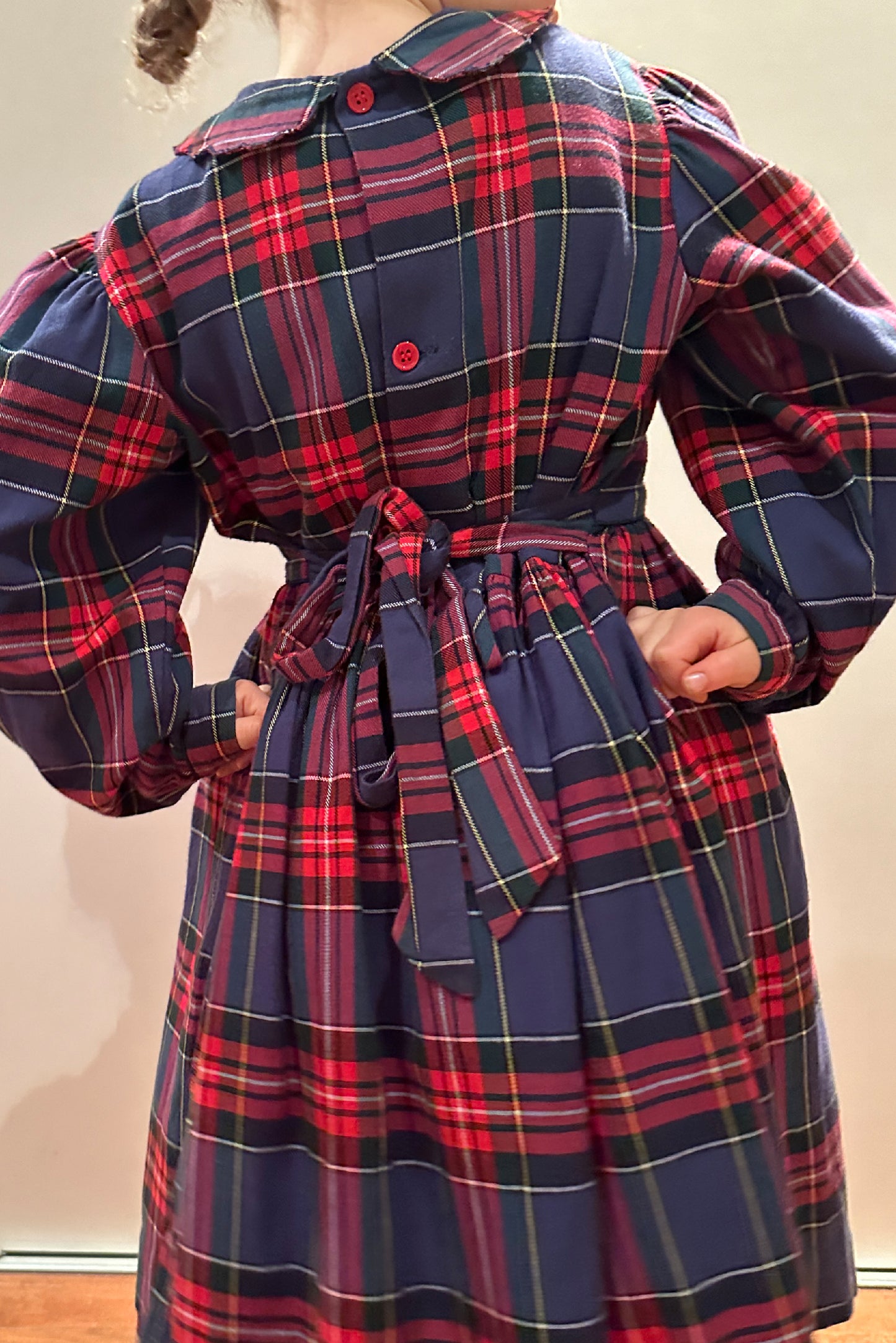 MINI: VINTAGE TARTAN EMBROIDERED SMOCKED DRESS