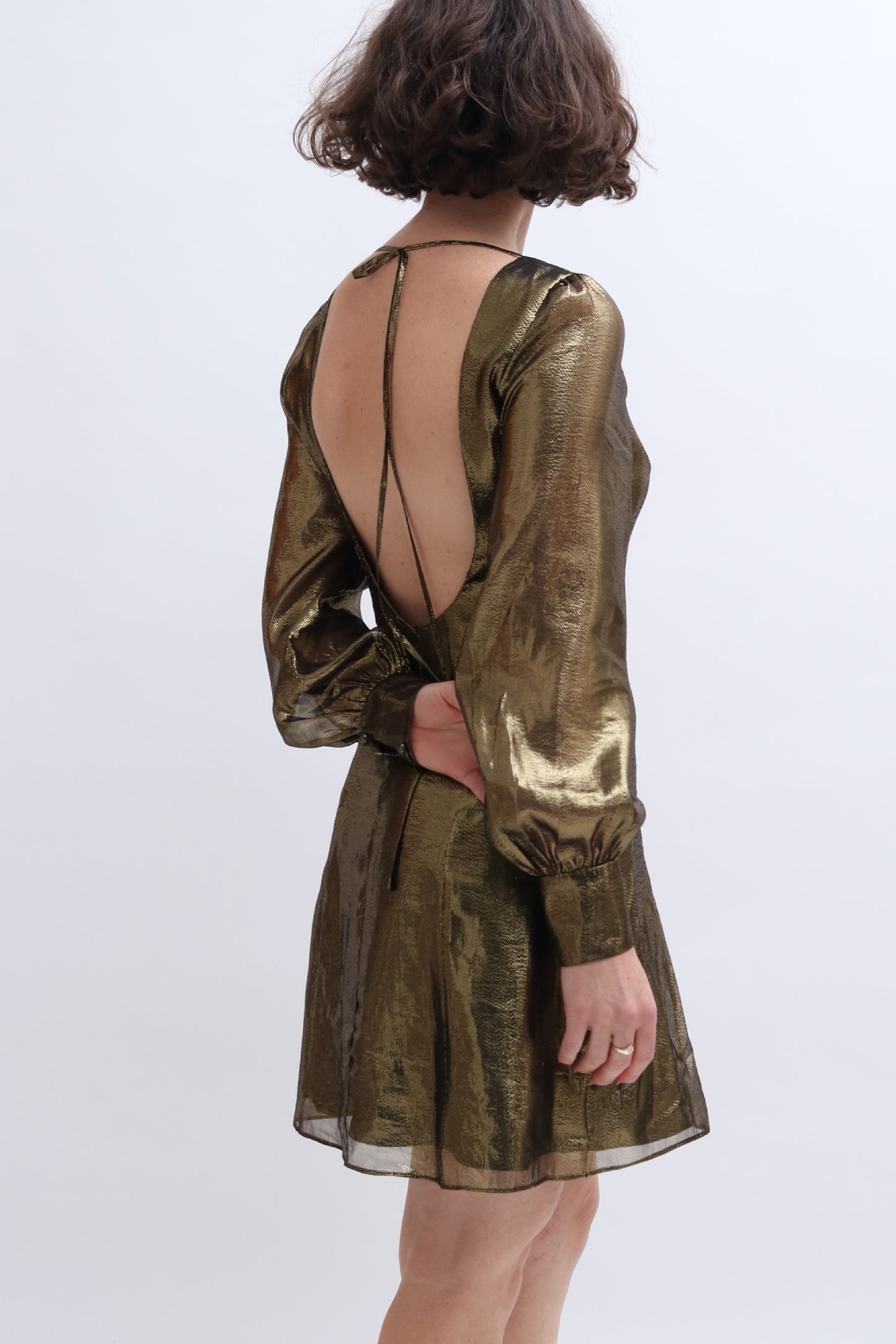 RENT: TIBI GOLD METALLIC MINI DRESS — from £35.25 per week