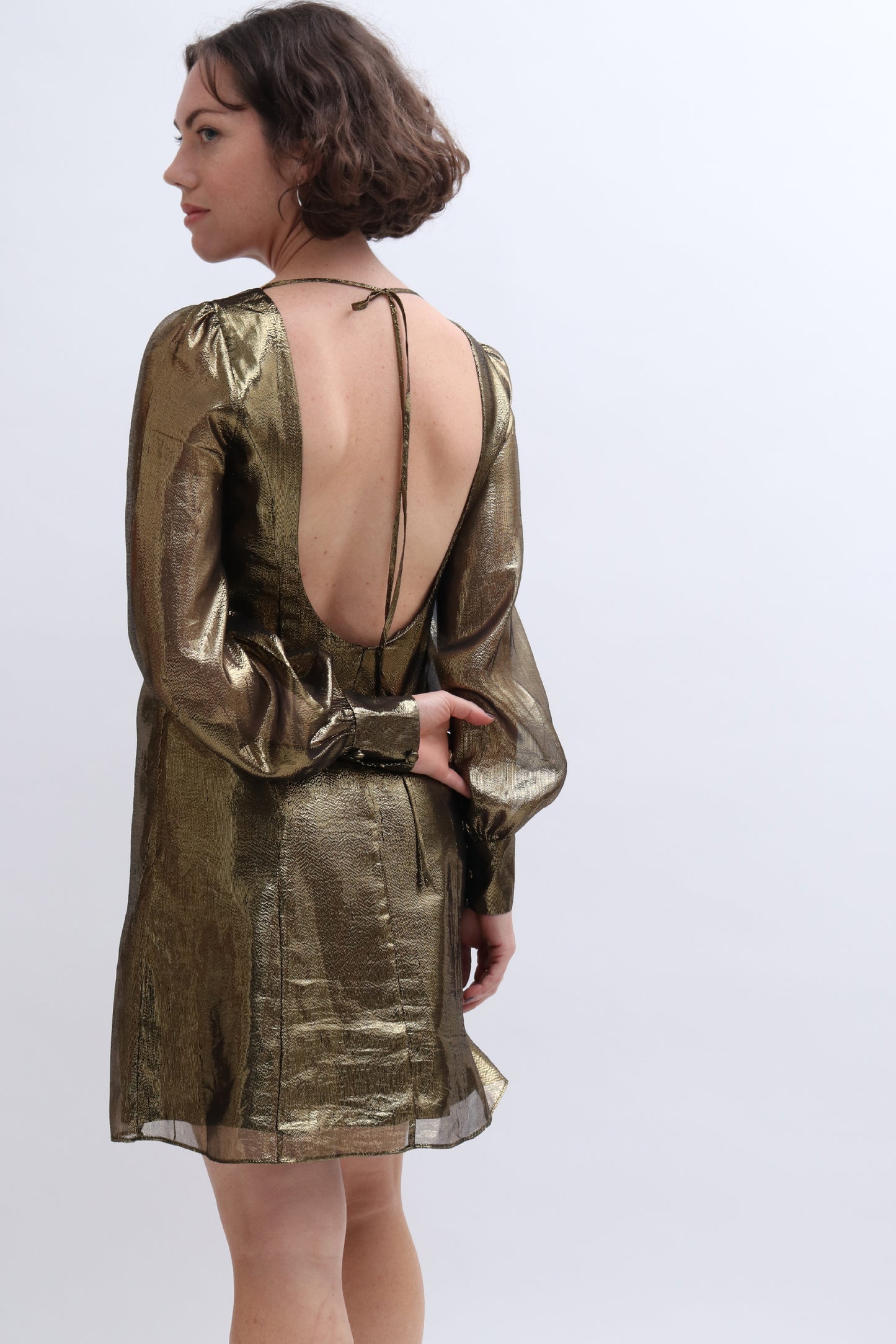 RENT: TIBI GOLD METALLIC MINI DRESS — from £35.25 per week