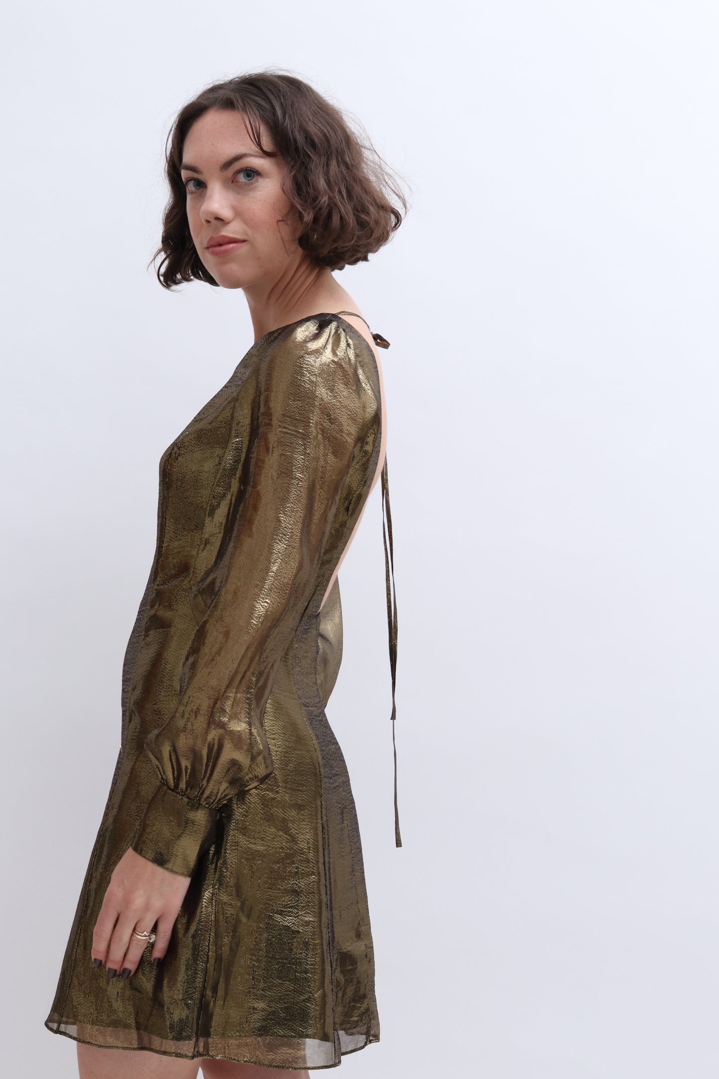 RENT: TIBI GOLD METALLIC MINI DRESS — from £35.25 per week