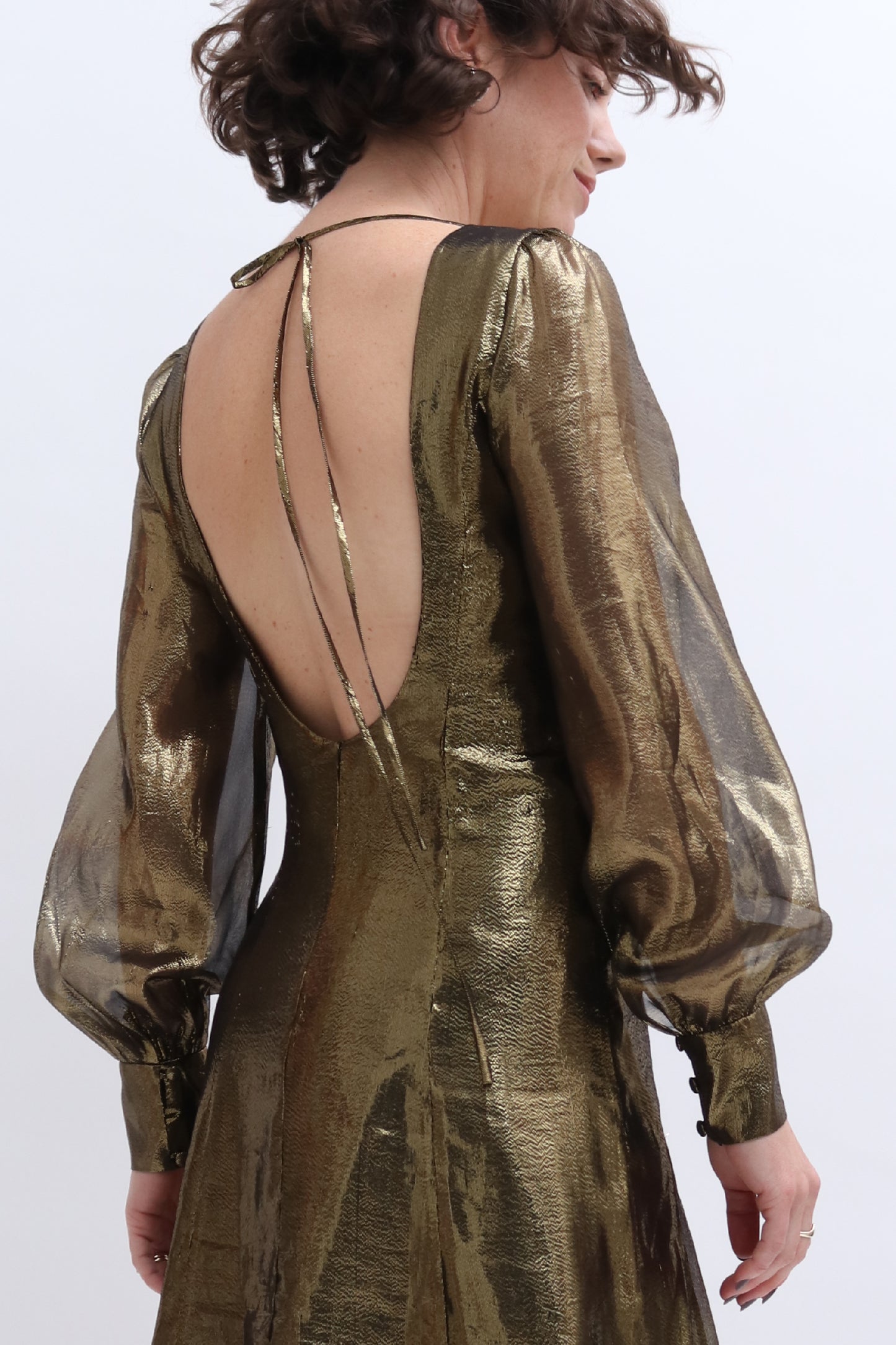 RENT: TIBI GOLD METALLIC MINI DRESS — from £35.25 per week