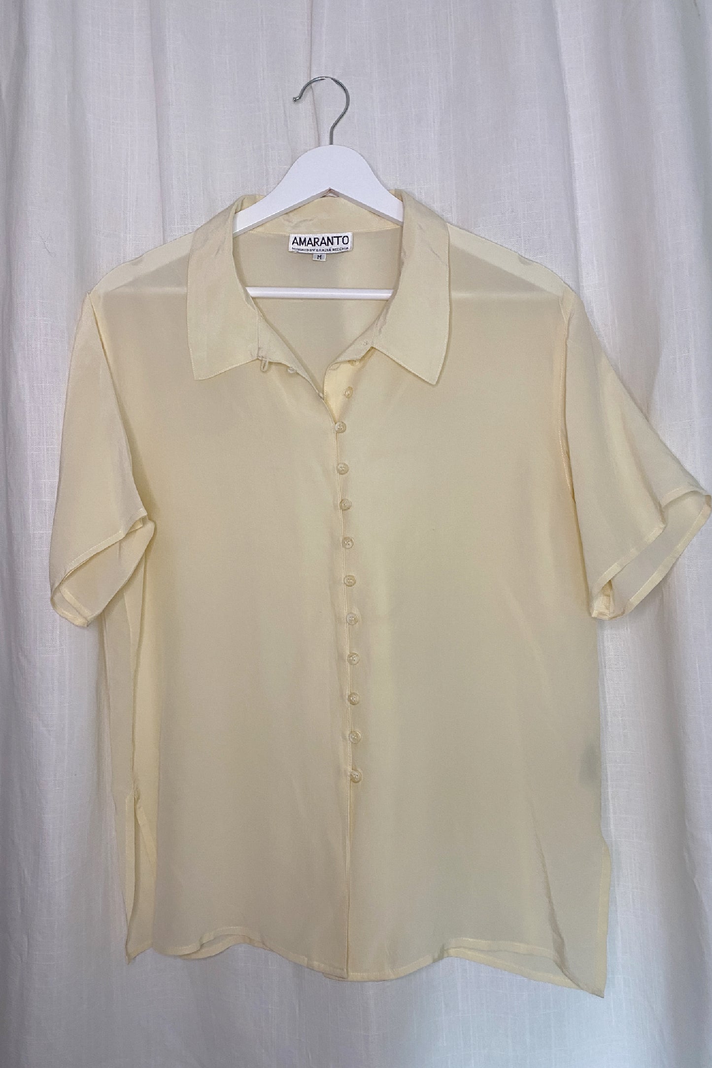 VINTAGE SILK BUTTON DETAIL SHIRT