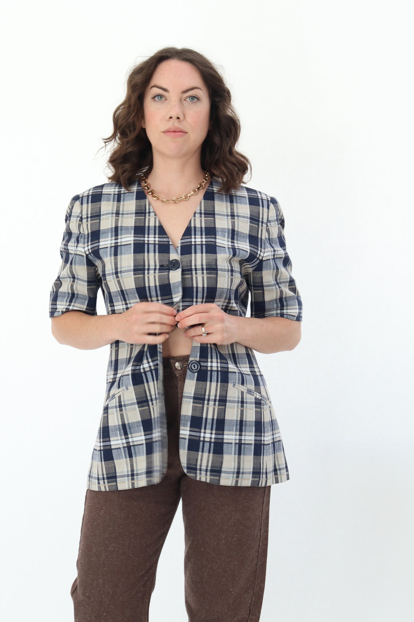 VINTAGE ST. MICHEALS SHORT SLEEVE CHECKED JACKET