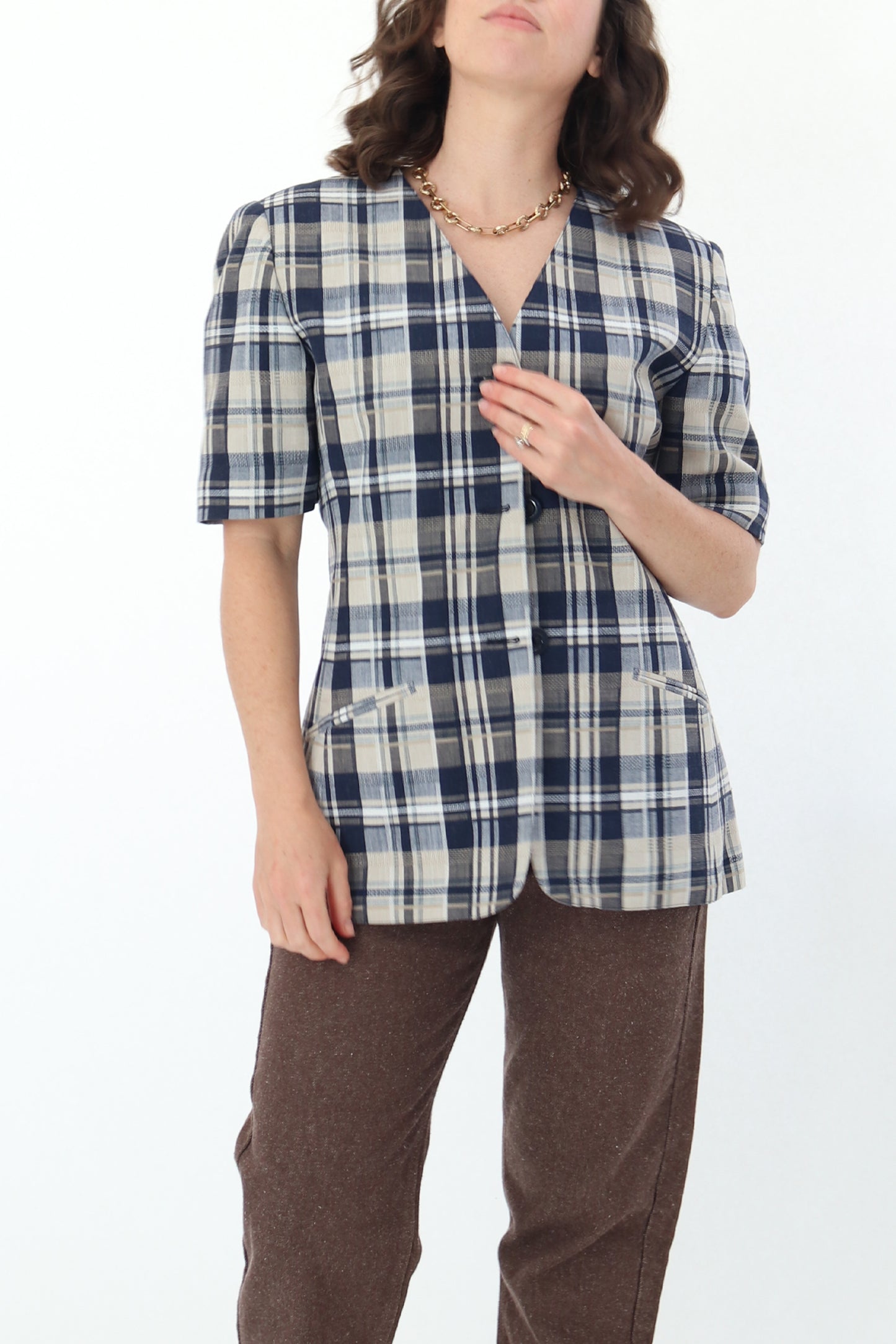 VINTAGE ST. MICHEALS SHORT SLEEVE CHECKED JACKET