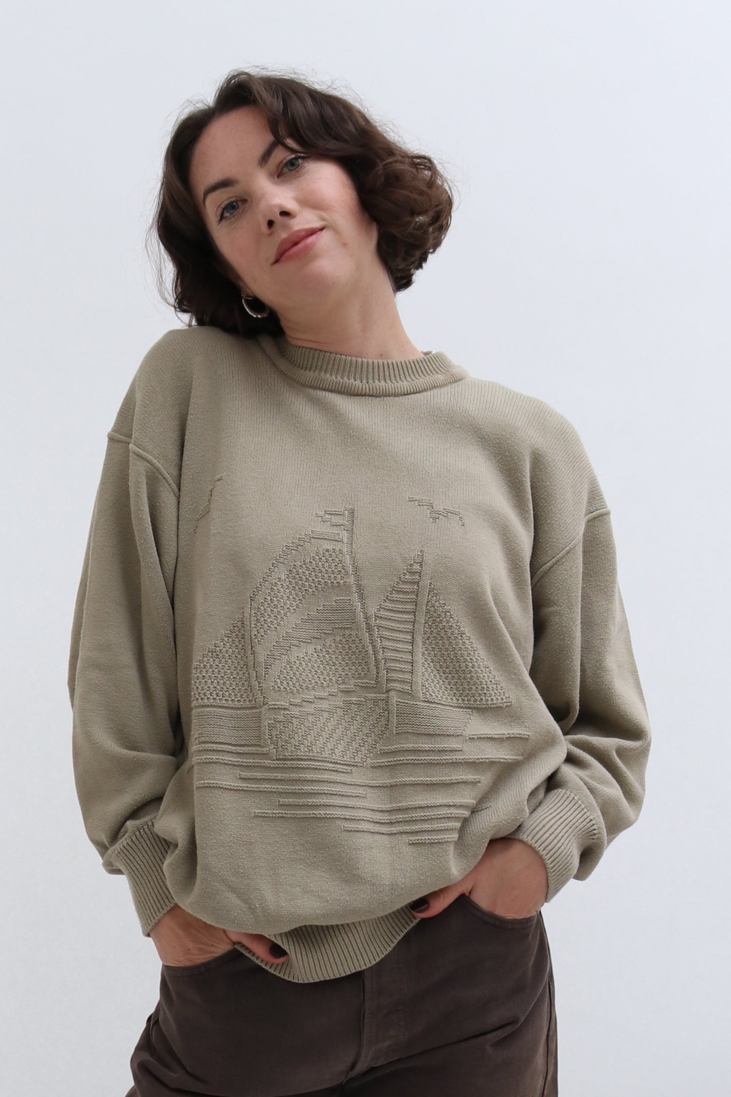 VINTAGE JAEGER CREW NECK KNIT JUMPER