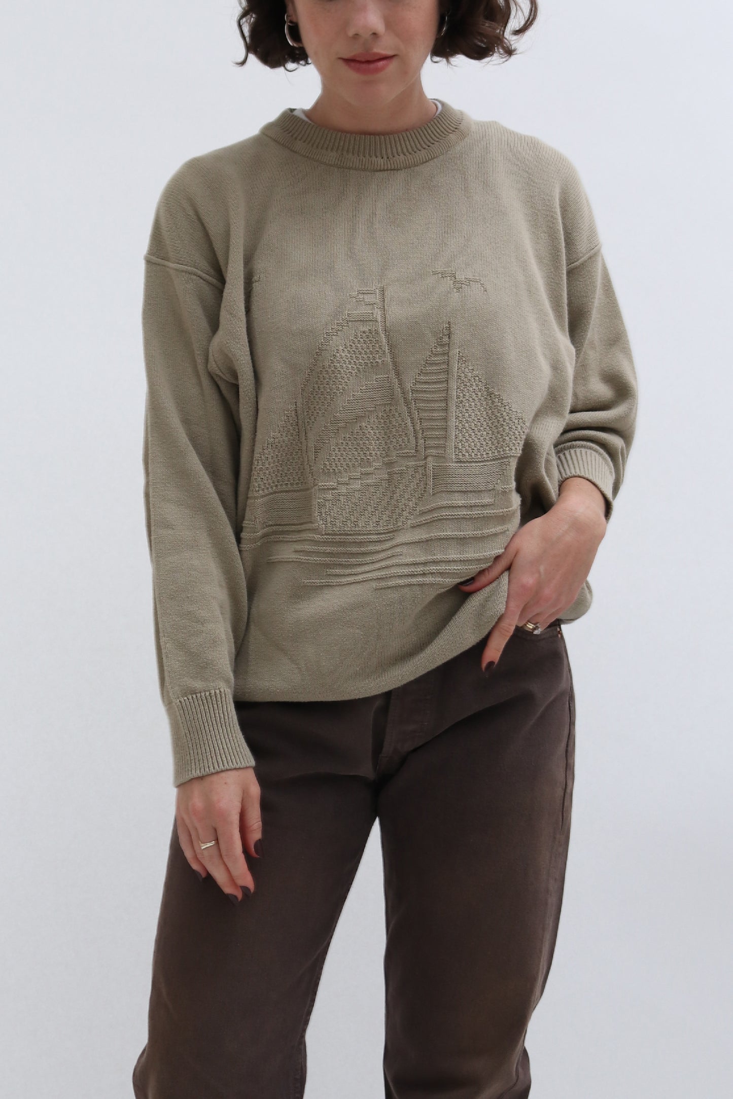 VINTAGE JAEGER CREW NECK KNIT JUMPER