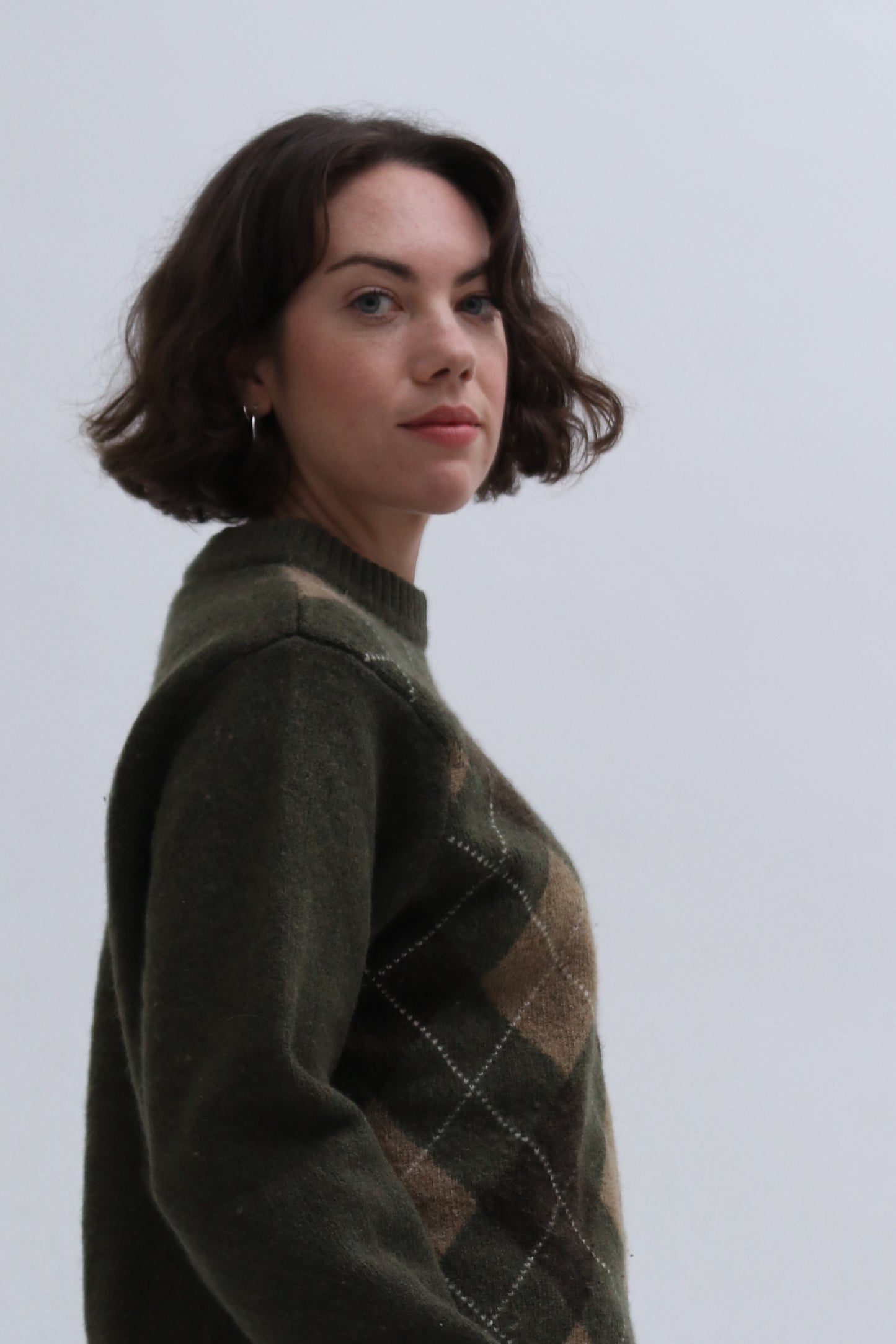 VINTAGE ARGYLE KHAKI SWEATER