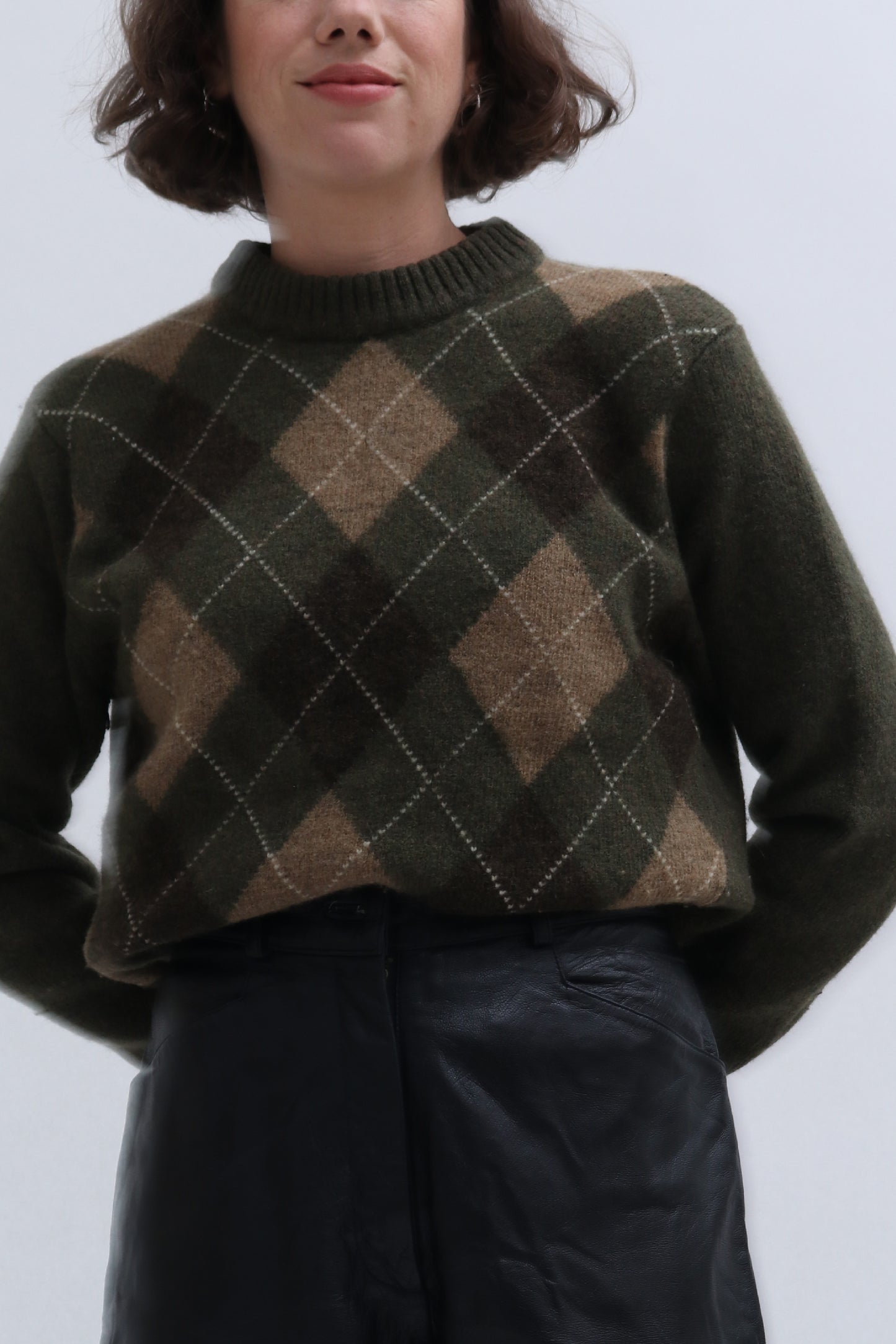 VINTAGE ARGYLE KHAKI SWEATER