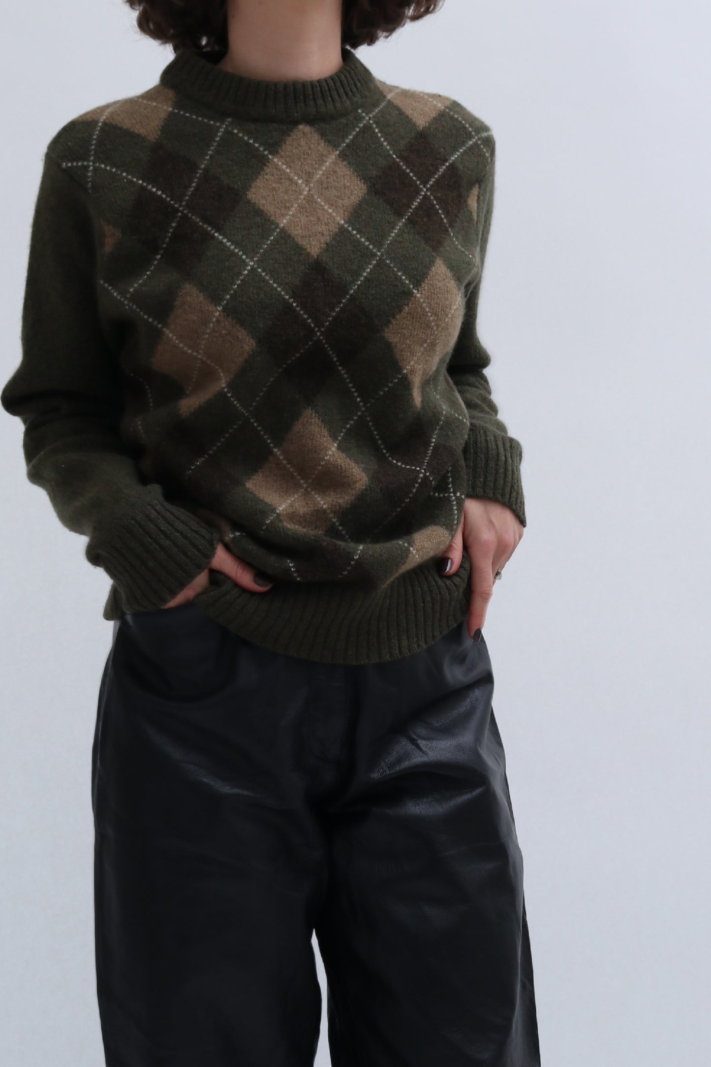 VINTAGE ARGYLE KHAKI SWEATER