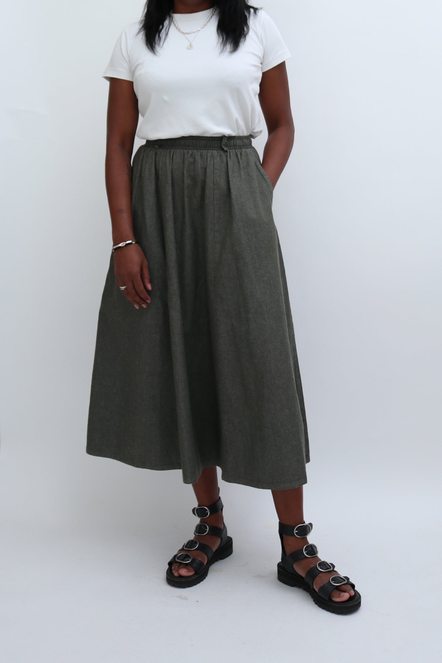 VINTAGE A-LINE MIDI SKIRT