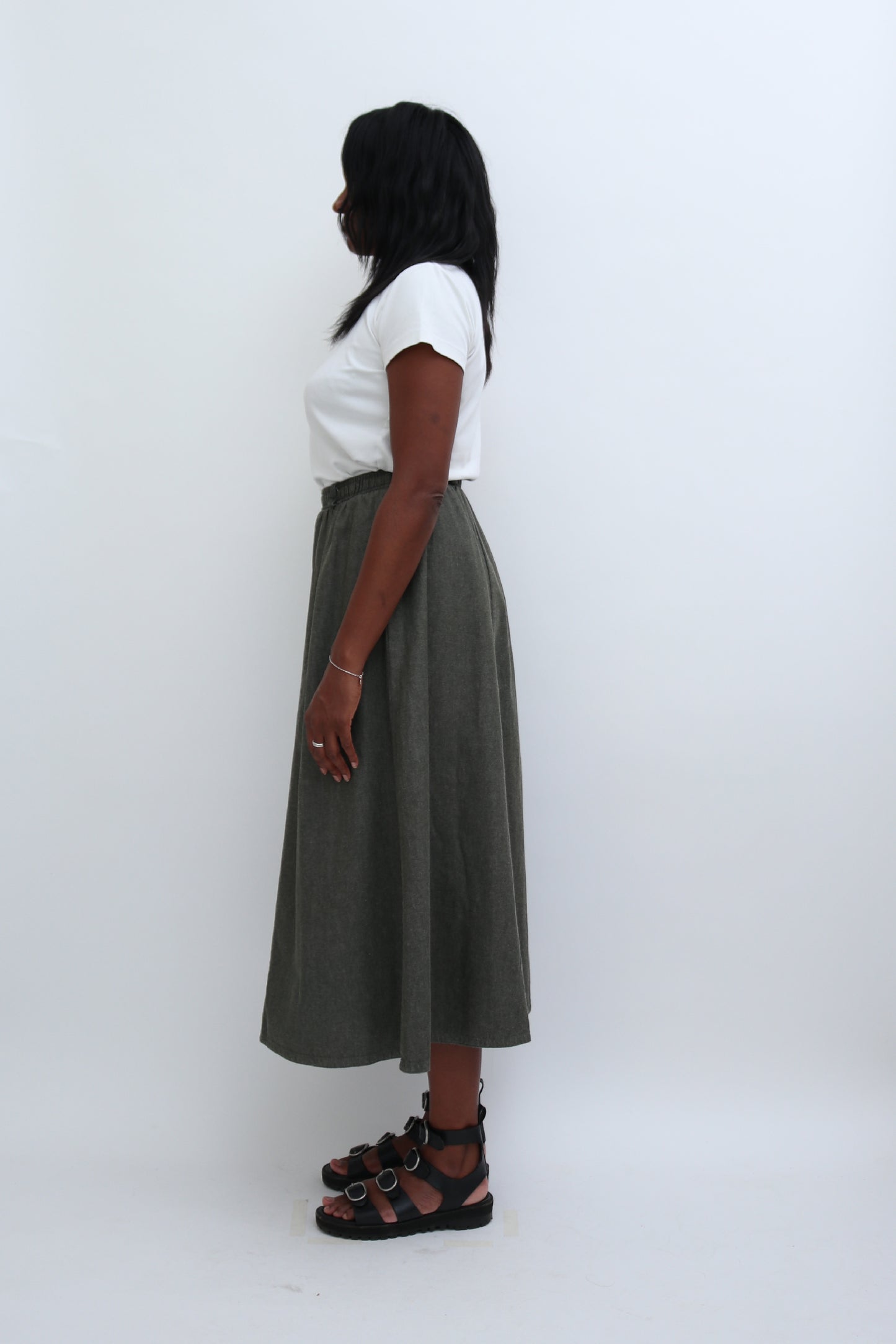 VINTAGE A-LINE MIDI SKIRT