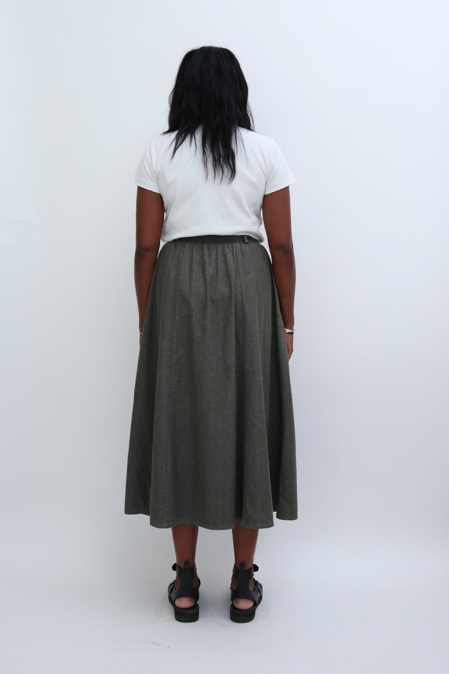 VINTAGE A-LINE MIDI SKIRT
