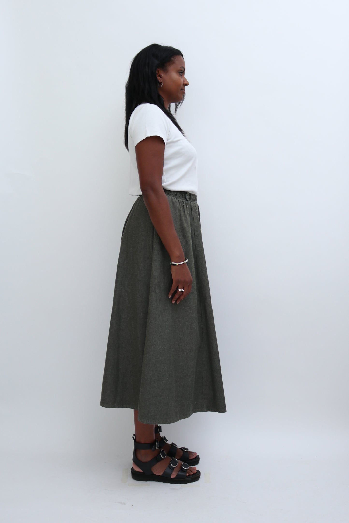VINTAGE A-LINE MIDI SKIRT