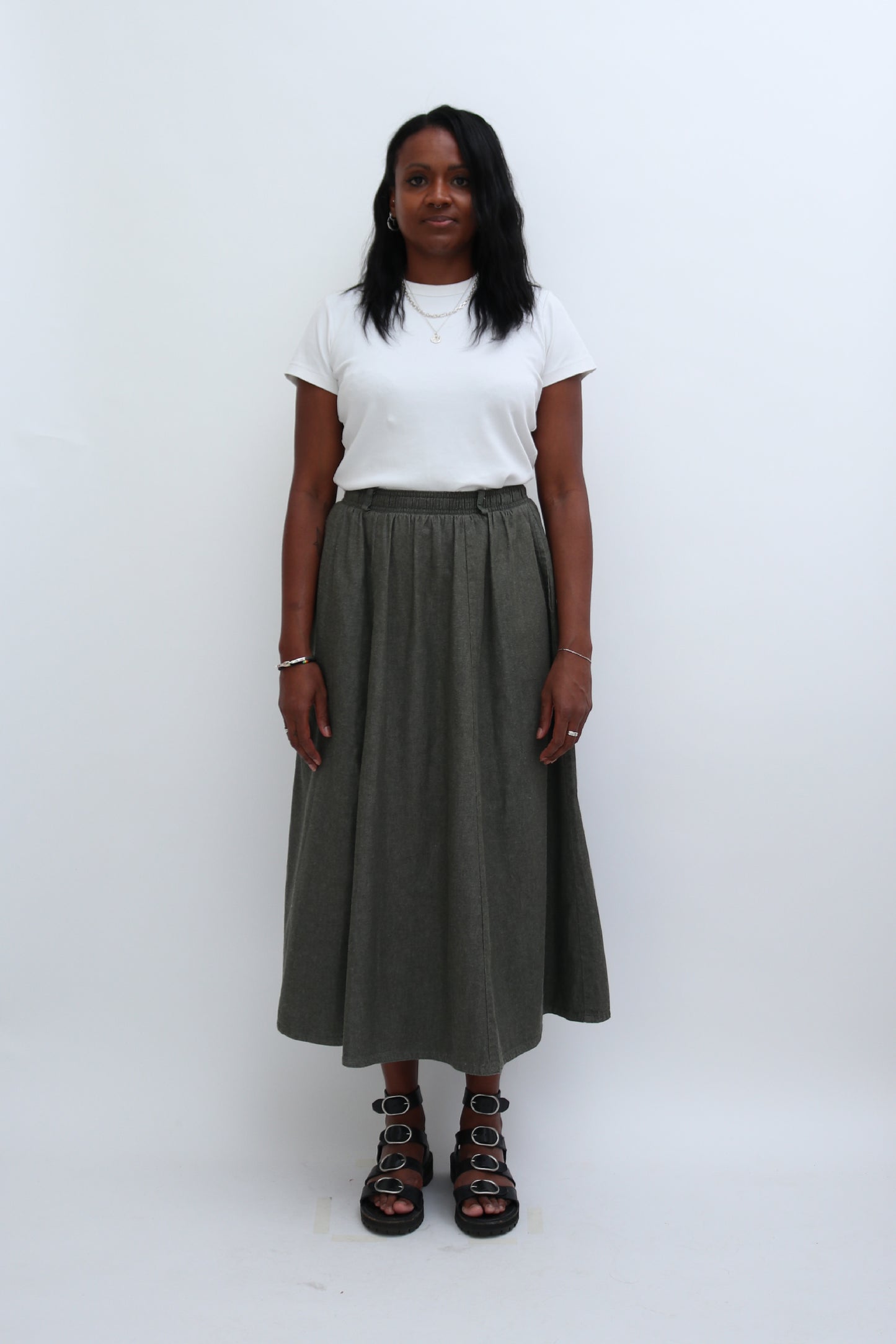 VINTAGE A-LINE MIDI SKIRT