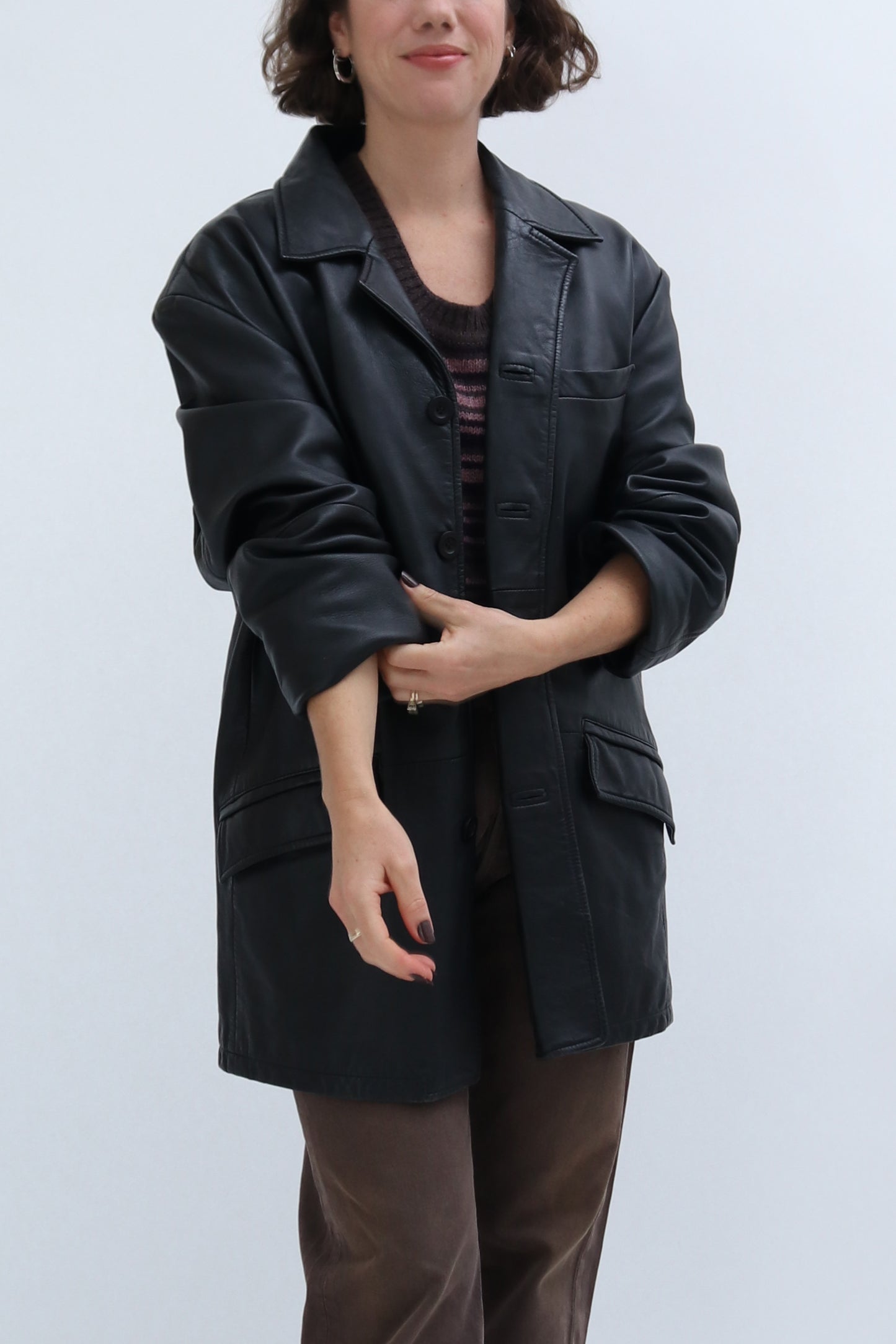 VINTAGE LEATHER BLAZER JACKET