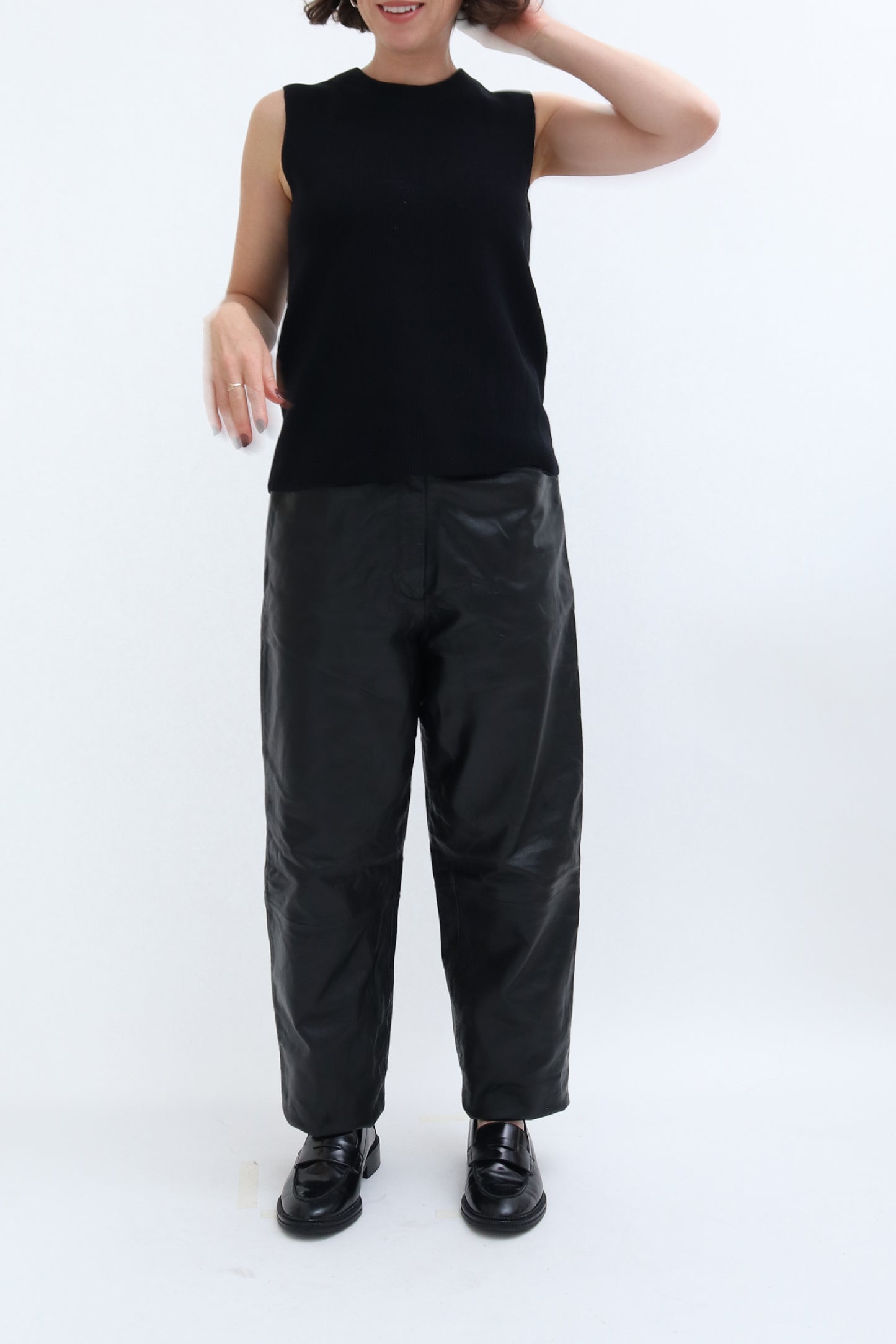 VINTAGE LEATHER TAPERED TROUSERS