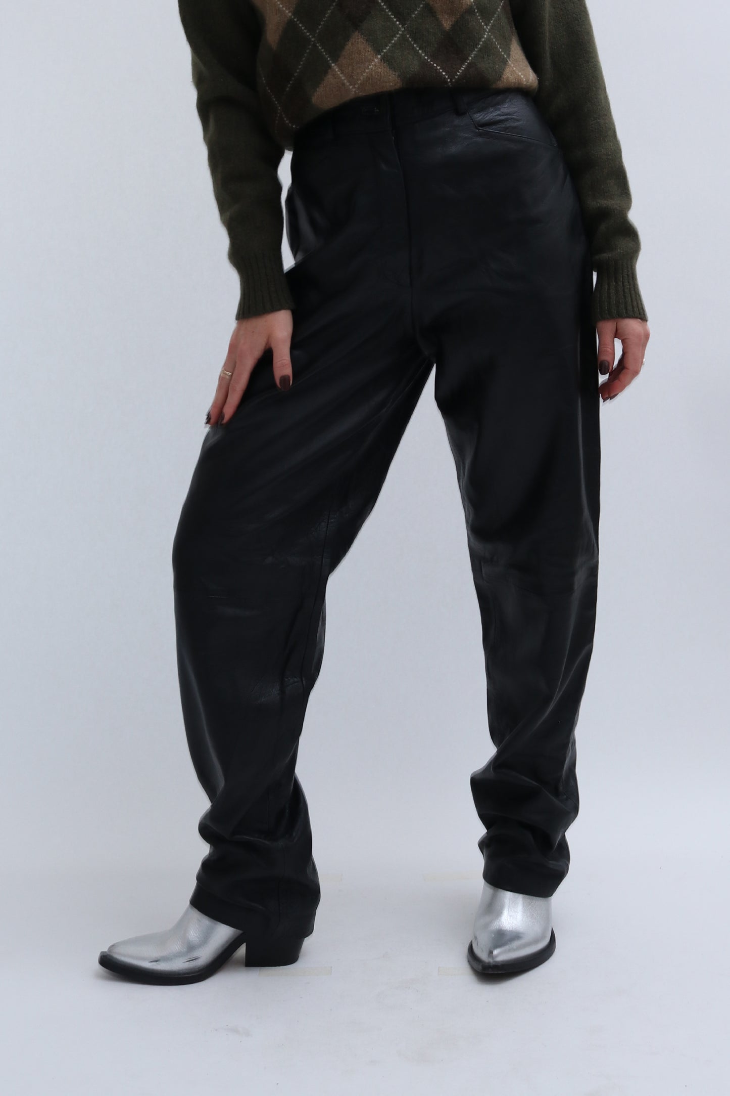VINTAGE LEATHER TAPERED TROUSERS