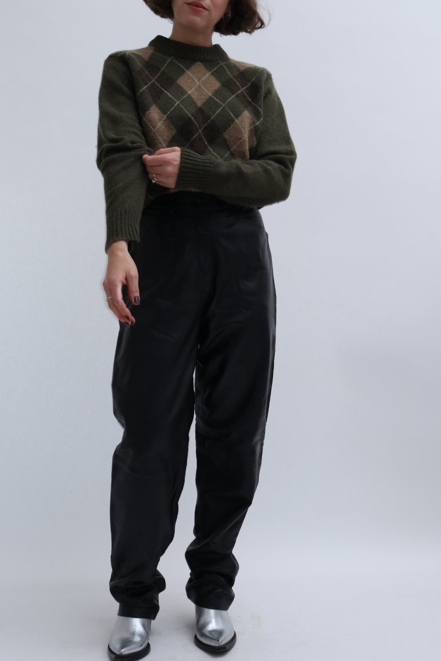 VINTAGE LEATHER TAPERED TROUSERS